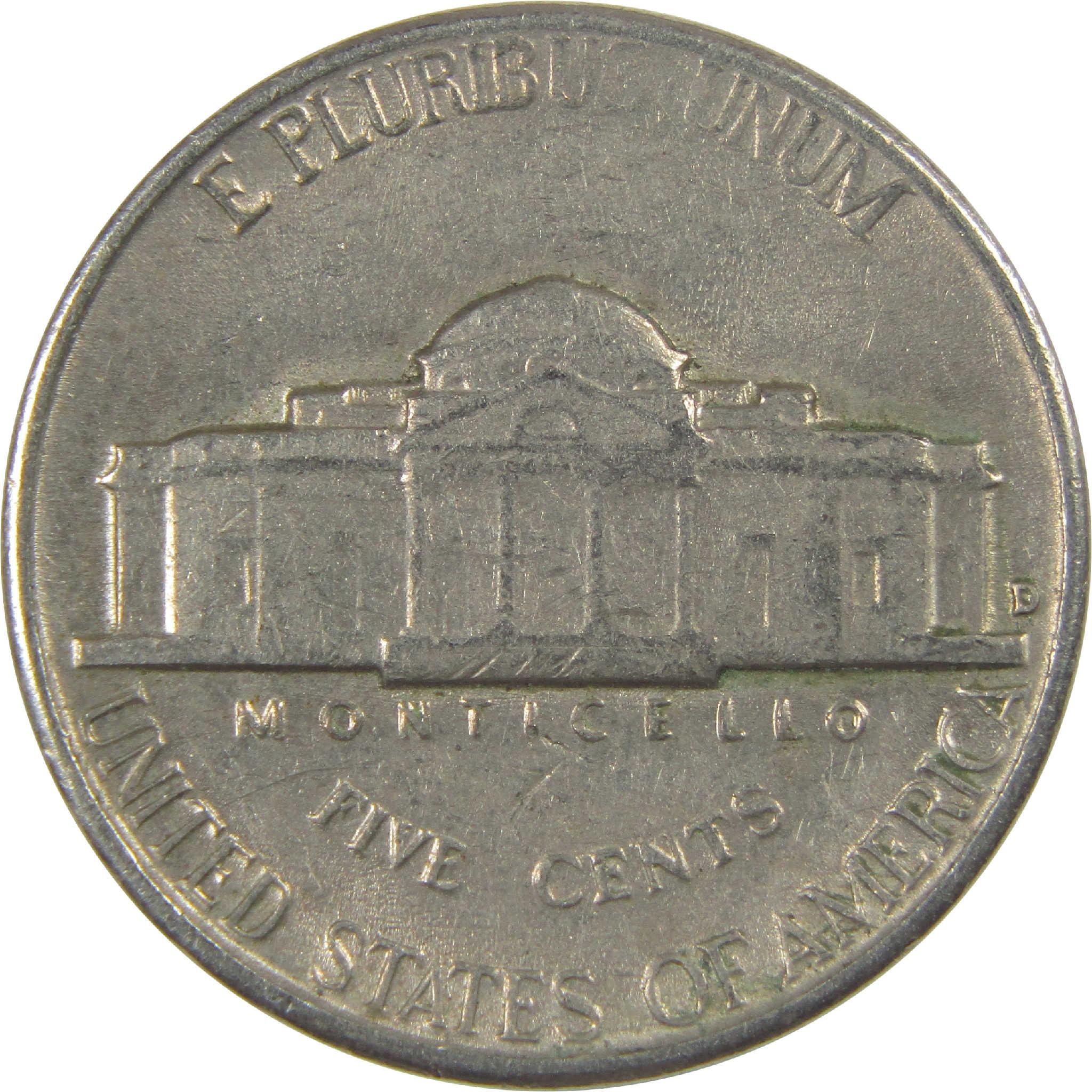 1957 D Jefferson Nickel Circulated 5c Coin Collectible