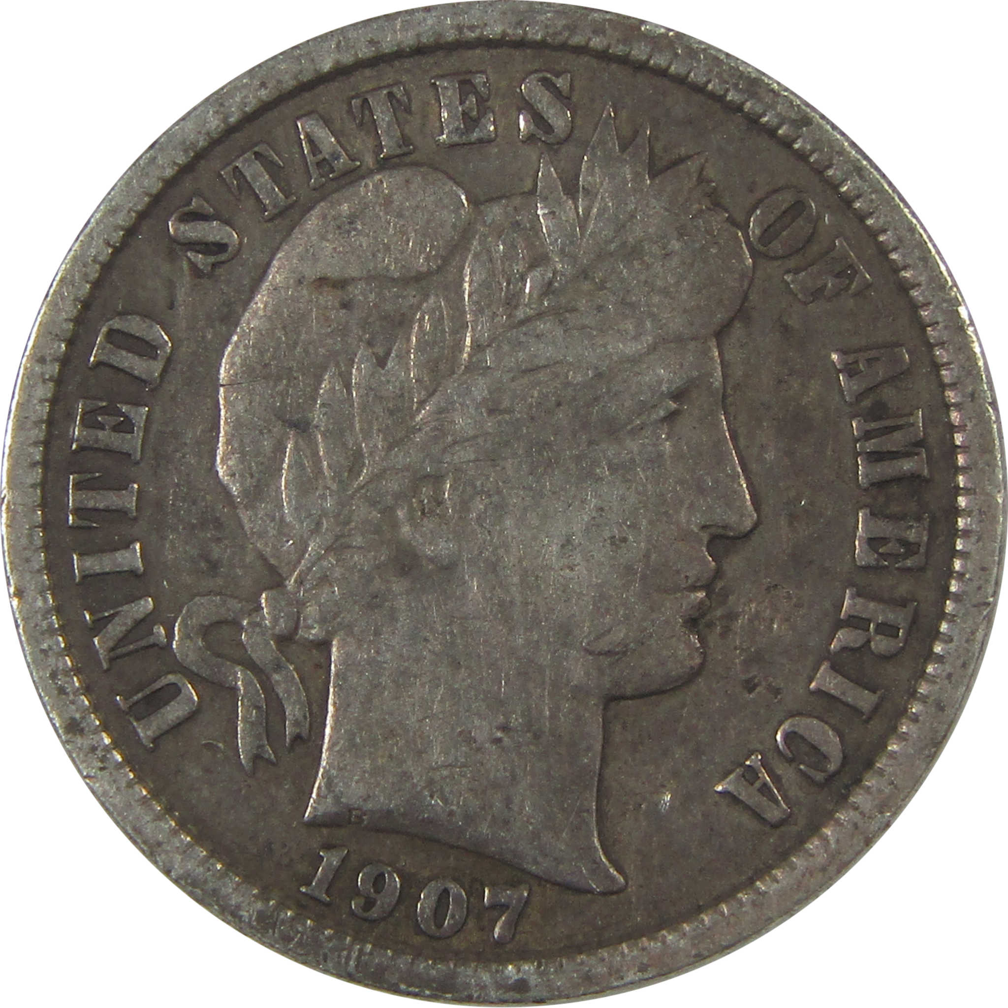 1907 Barber Dime XF EF Extremely Fine Silver 10c Coin SKU:I21117
