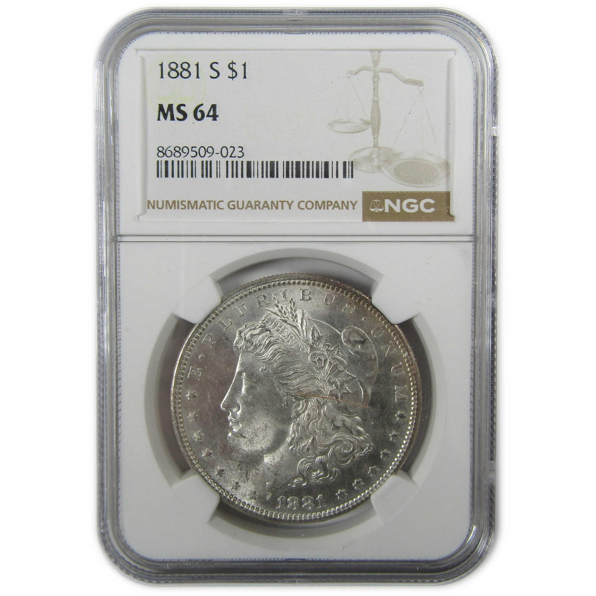 1881 S Morgan Silver Dollar MS 64 NGC Uncirculated $1 Coin SKU:CP394 - Morgan coin - Morgan silver dollar - Morgan silver dollar for sale - Profile Coins & Collectibles