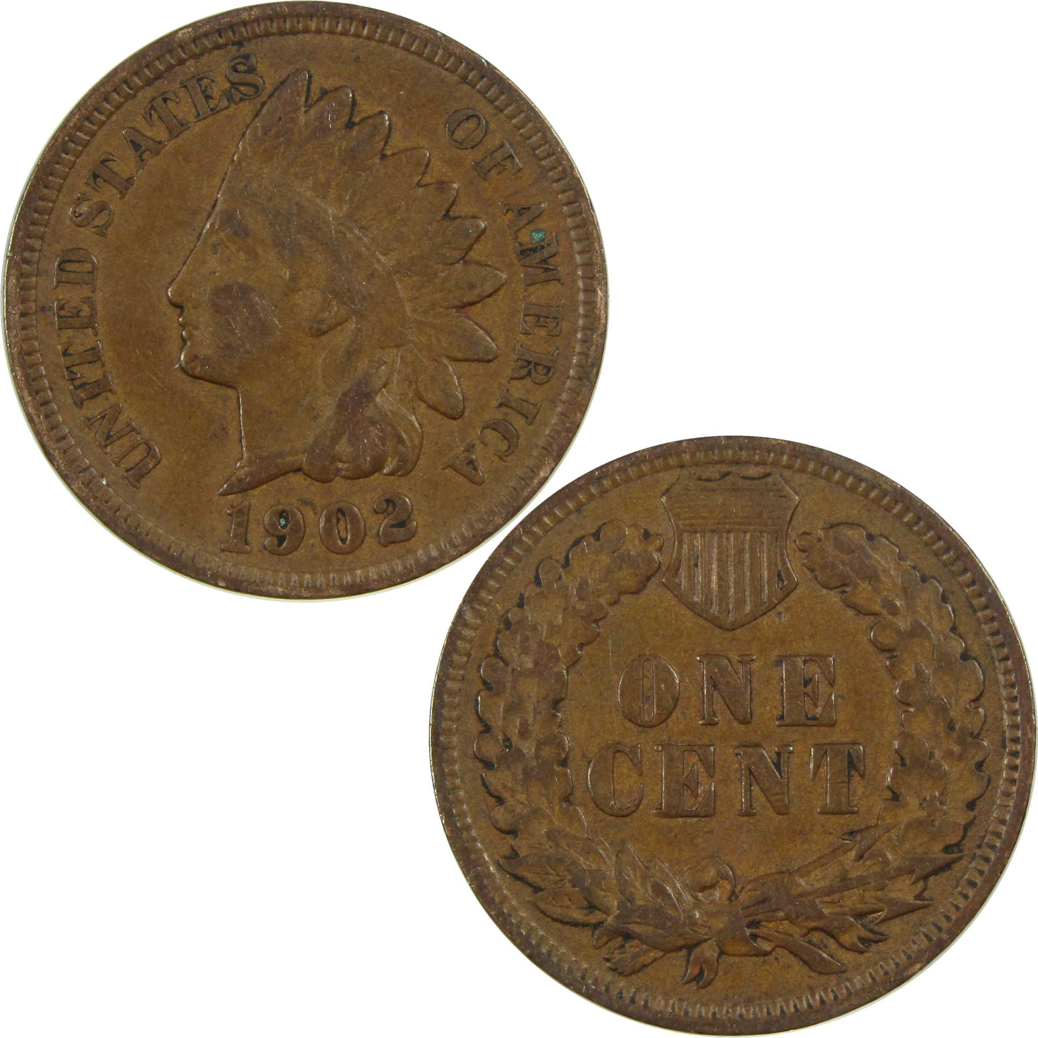 1902 Indian Head Cent XF EF Extremely Fine Penny 1c Coin SKU:I27027