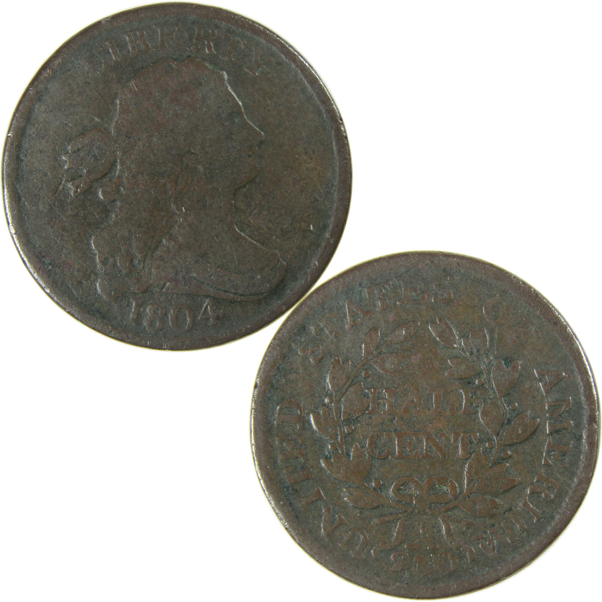 1804 Crosslet 4 Stems Draped Bust Copper 1/2c G Good Coin SKU:EL27093