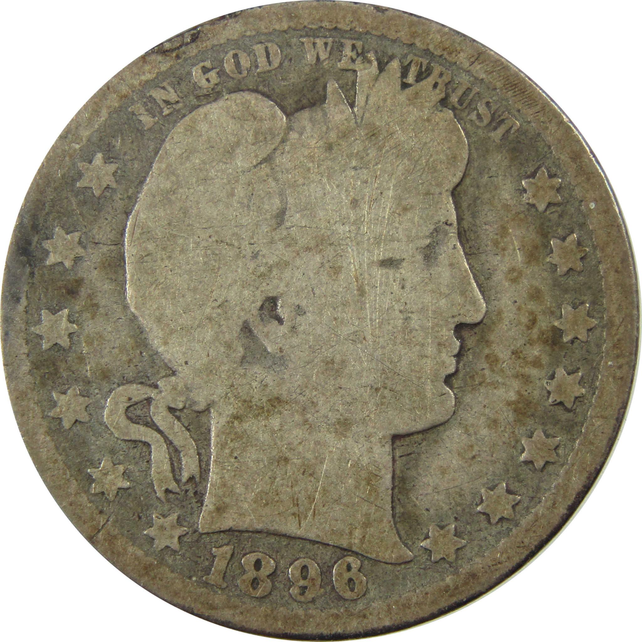 1896 O Barber Silver Quarter G Good Details 25c Coin SKU:I25789