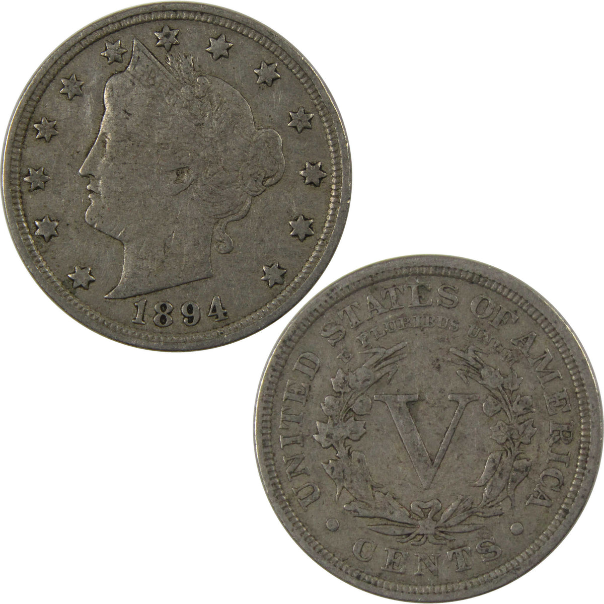 1894 Liberty Head V Nickel VF Very Fine 5c Coin Collectible