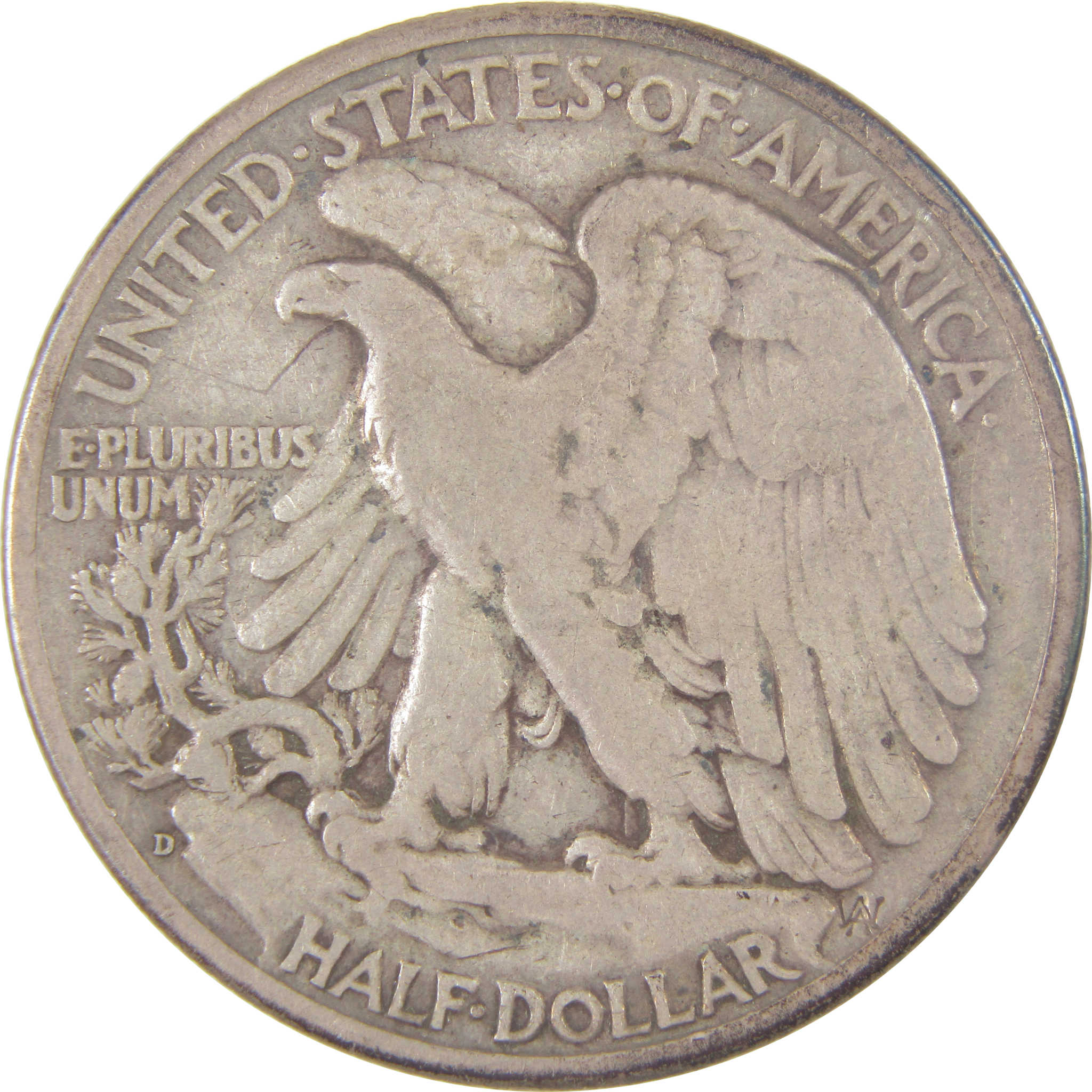 1938 D Liberty Walking Half Dollar F Fine Silver 50c Coin SKU:I17084
