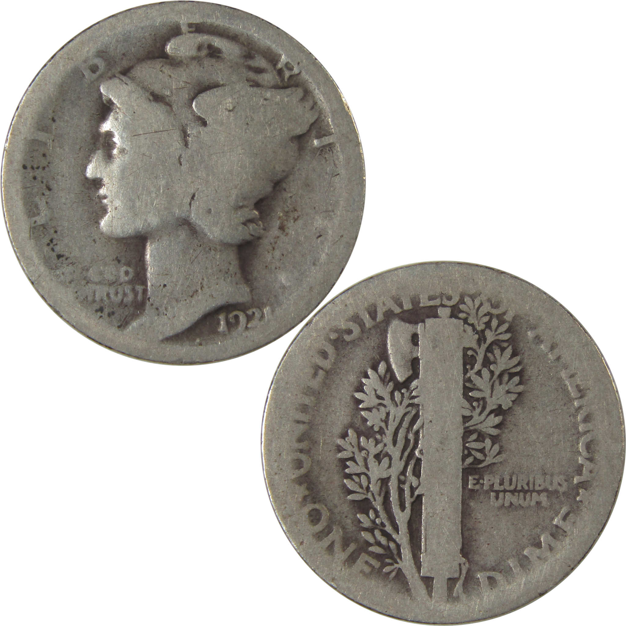 1921 Mercury Dime AG About Good Silver 10c Coin SKU:I22755