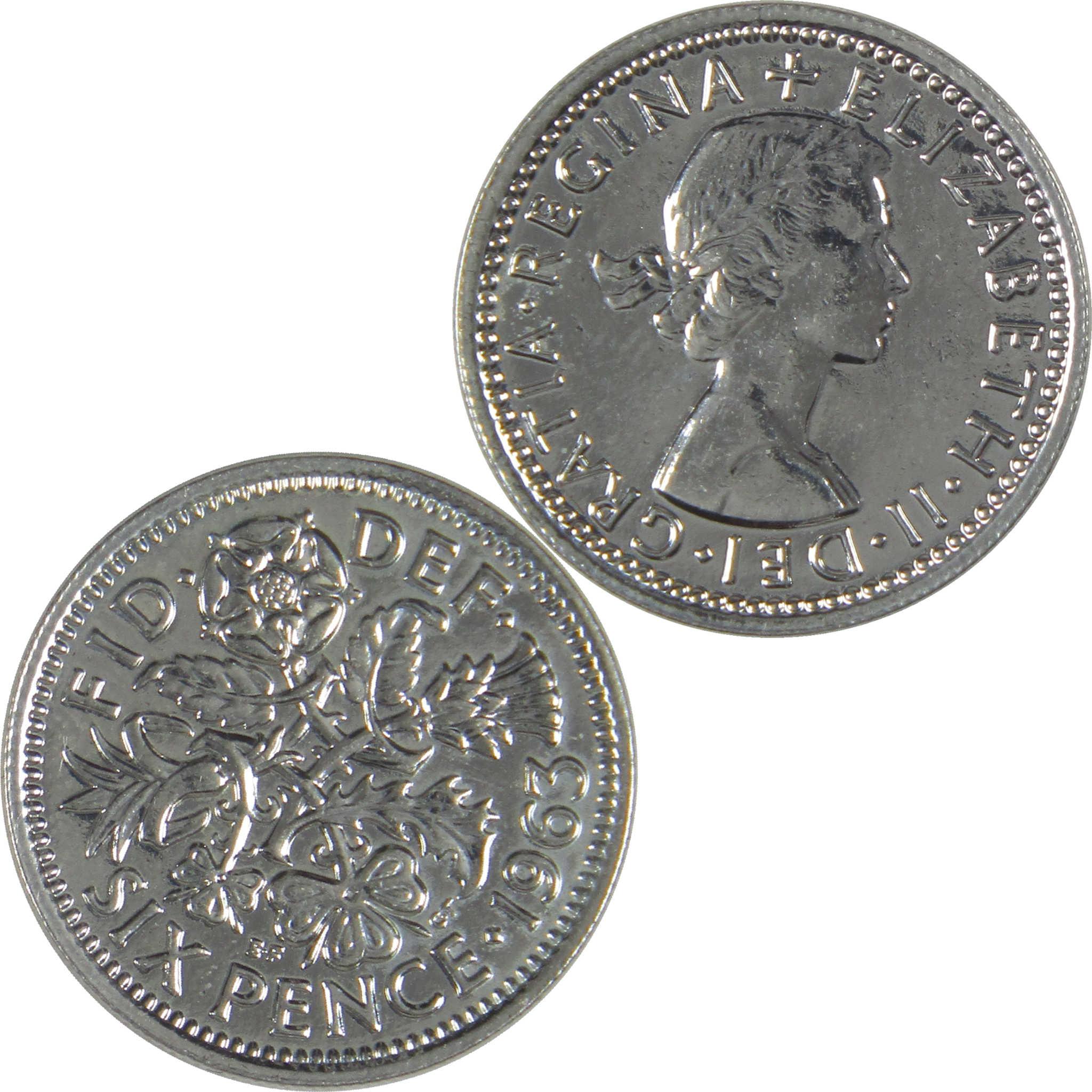 1947-1967 United Kingdom Elizabeth II Silver Plated Sixpence Coin