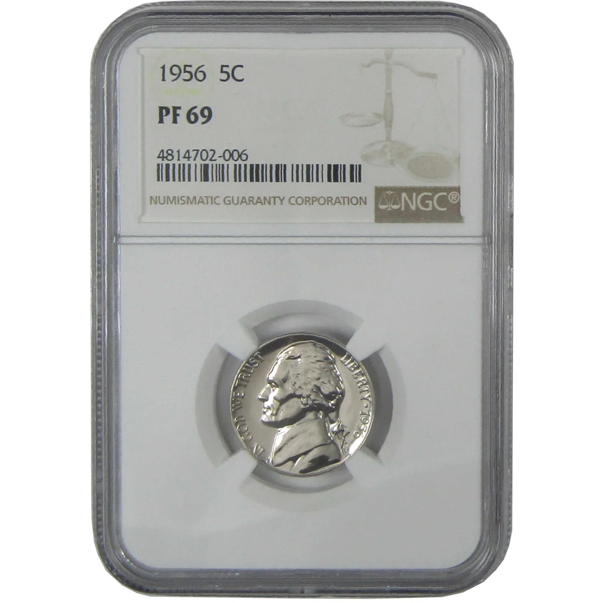 1956 Jefferson Nickel PF 69 NGC Proof 5c Coin Collectible SKU:CP366