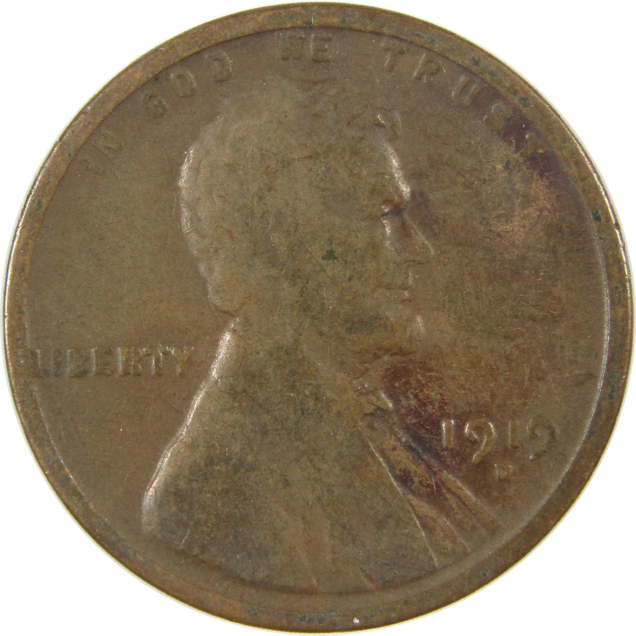 1919 D Lincoln Wheat Cent G Good Penny 1c Coin Collectible SKU:I27174