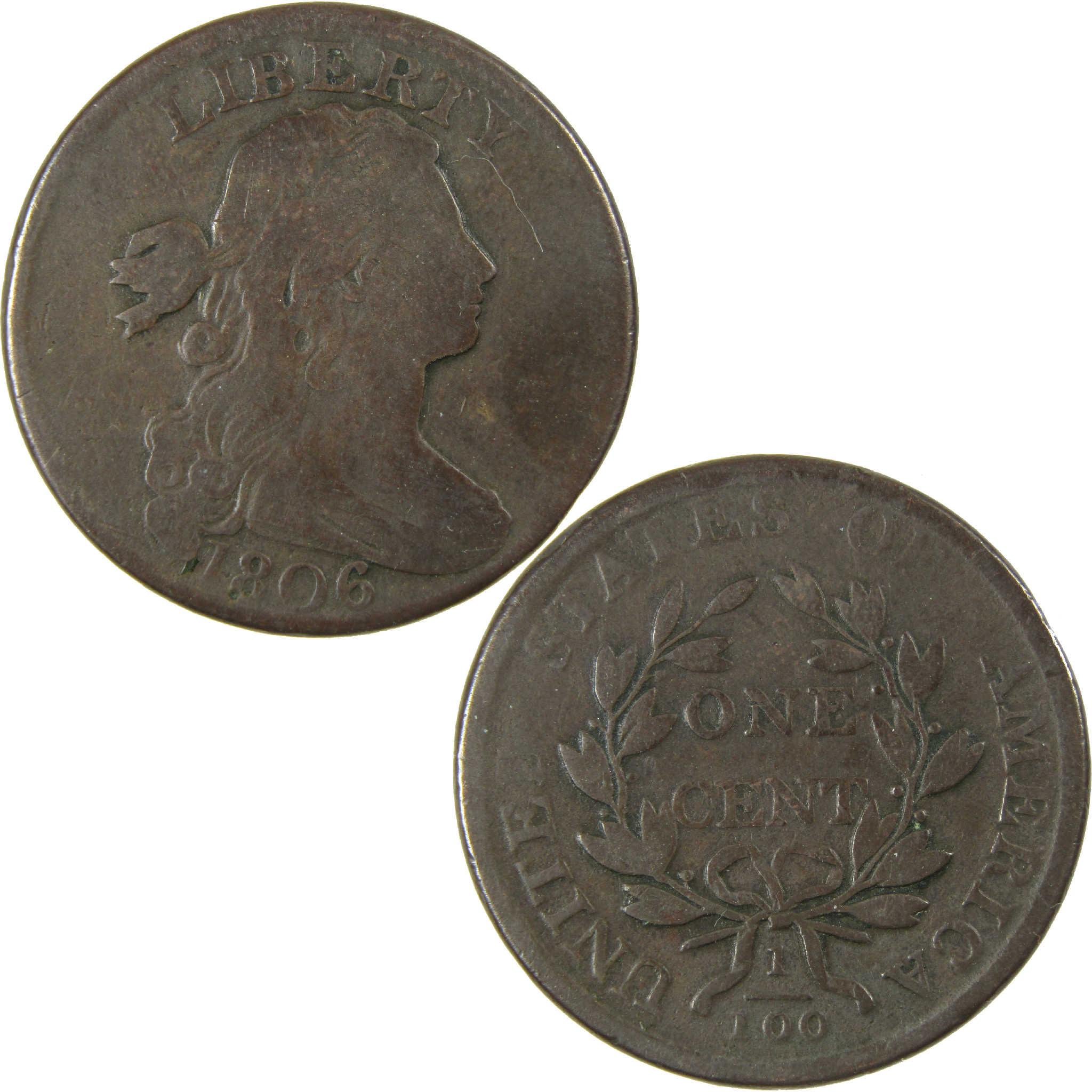 1806 Draped Bust Copper Large Cent VG Very Good Penny 1c Coin