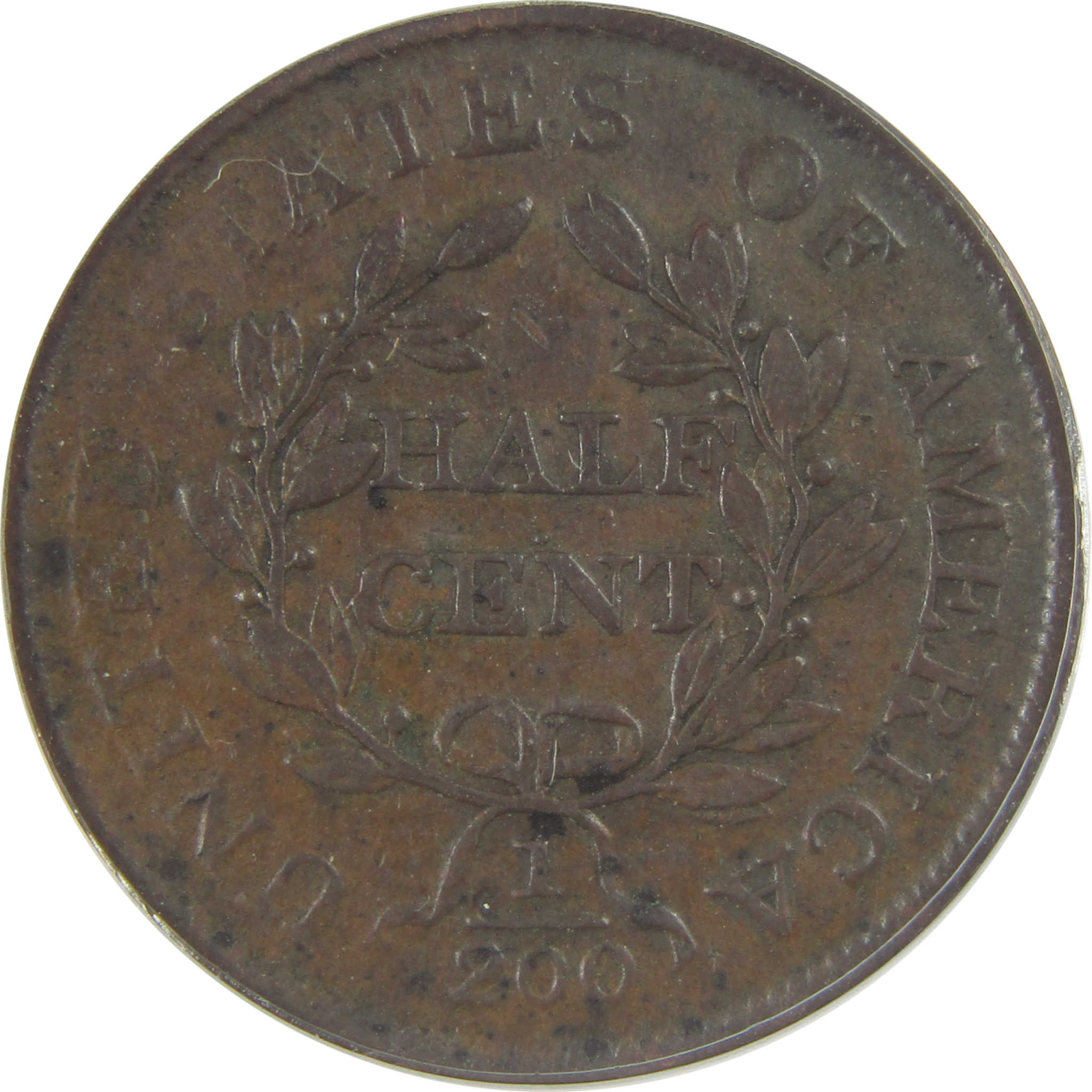 1804 Plain 4 No Stems Draped Bust Half Cent VF 25 ANACS SKU:CPC0817