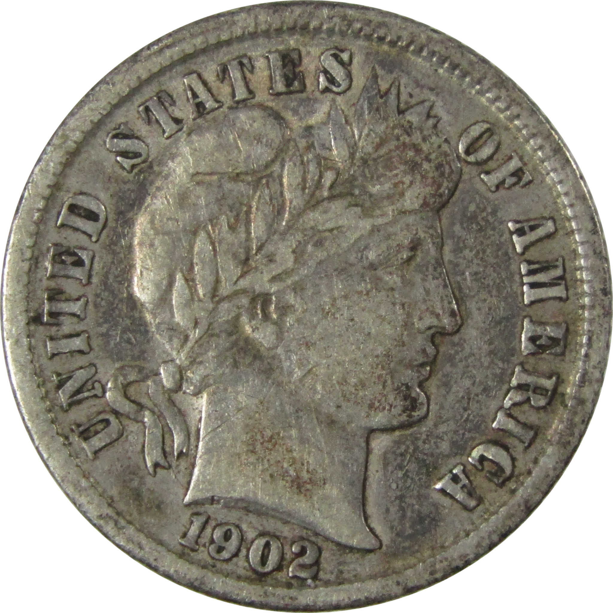 1902 Barber Silver Dime F Fine 10c Coin Collectible SKU:CP985