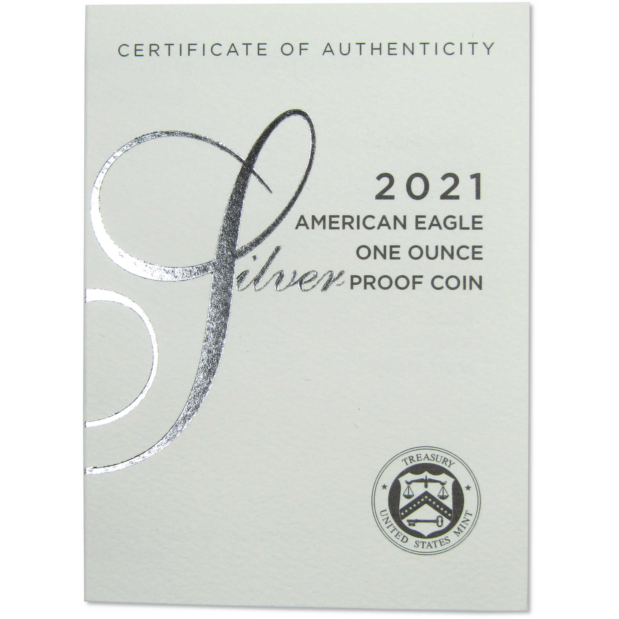 2021 W Type 1 American Silver Eagle Choice Proof Bullion OGP COA