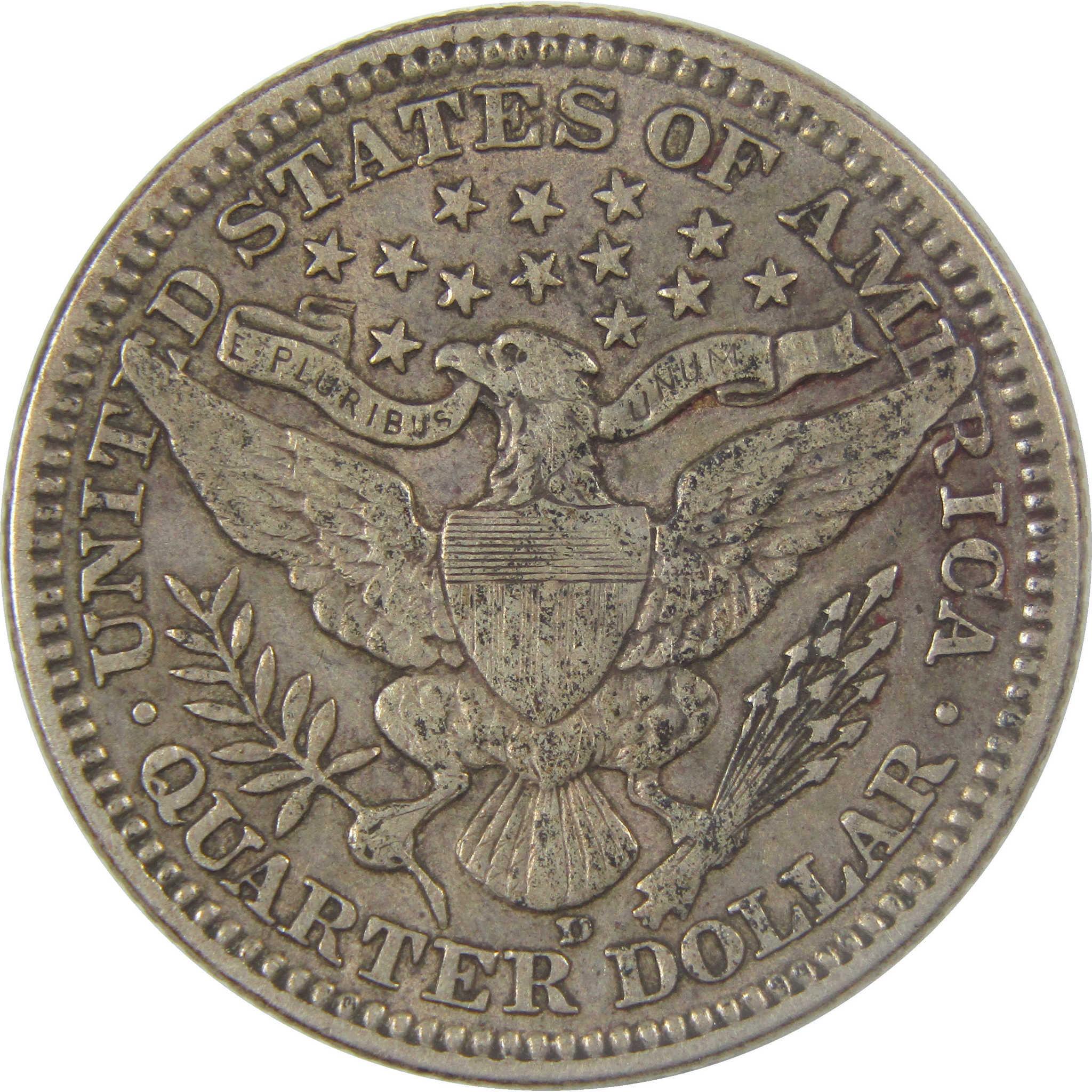 1915 D Barber Silver Quarter XF EF Extremely Fine 25c Coin Collectible