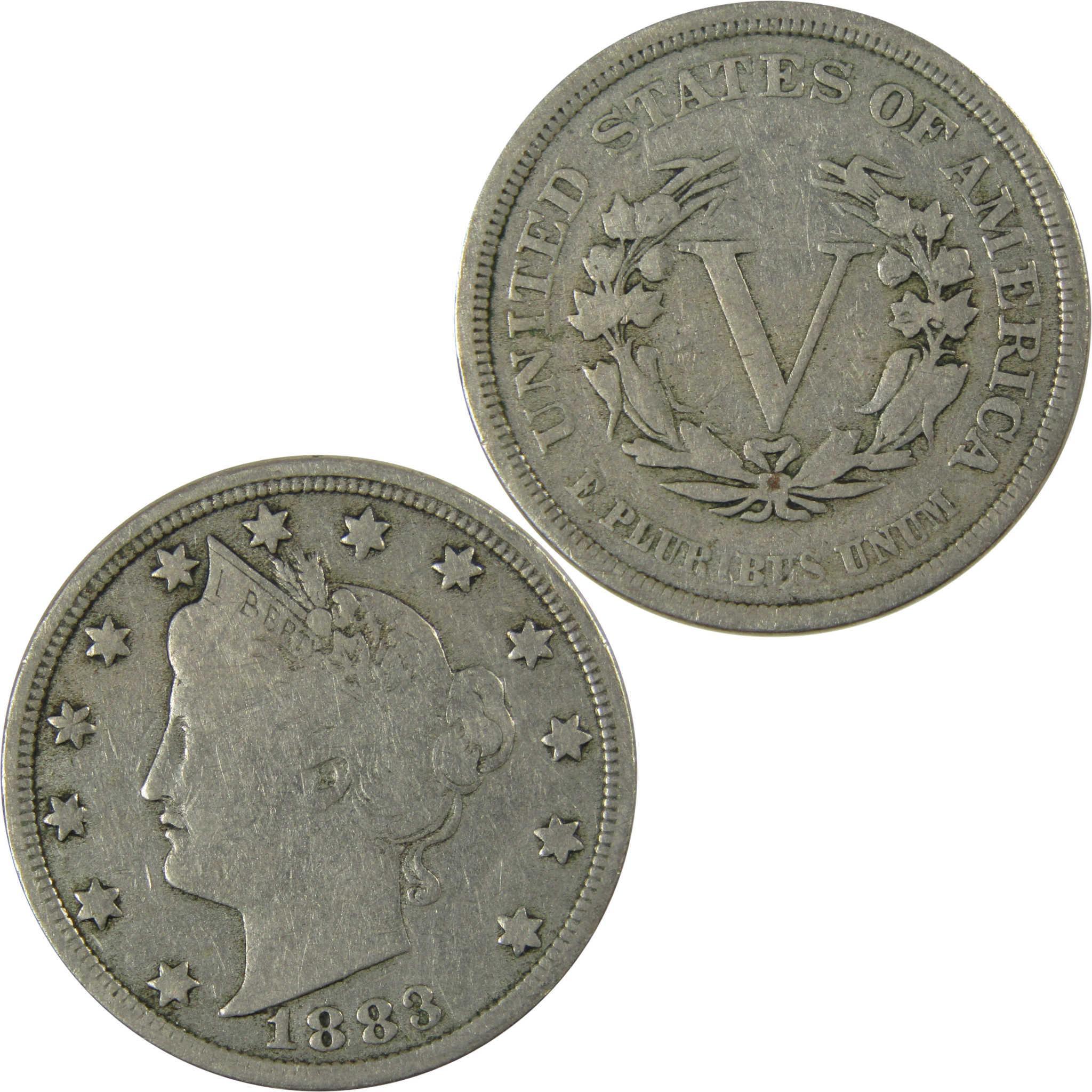 1883 No Cents Liberty Head V Nickel VG Very Good 5c Coin SKU:I26495