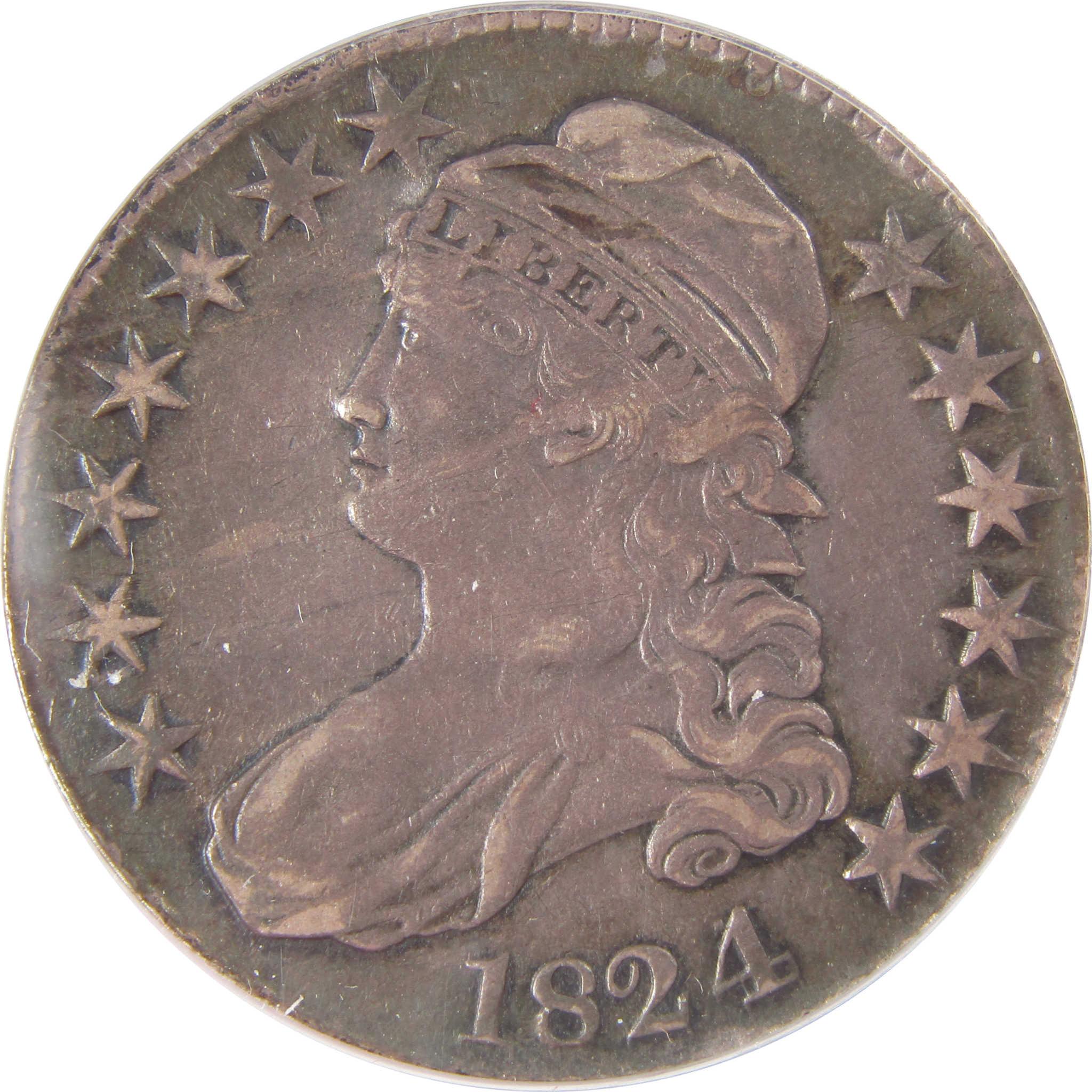 1824/4 O-110 Capped Bust Silver Half Dollar VF 35 ANACS SKU:I25613