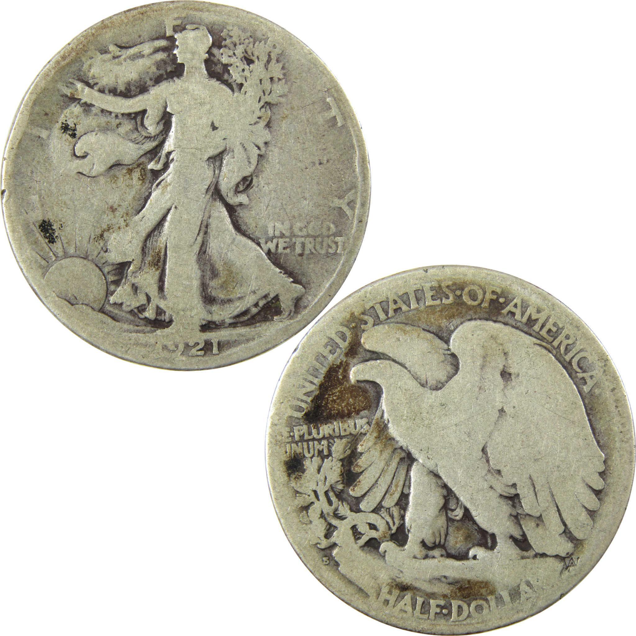 1921 S Liberty Walking Silver Half Dollar AG About Good SKU:CP1435