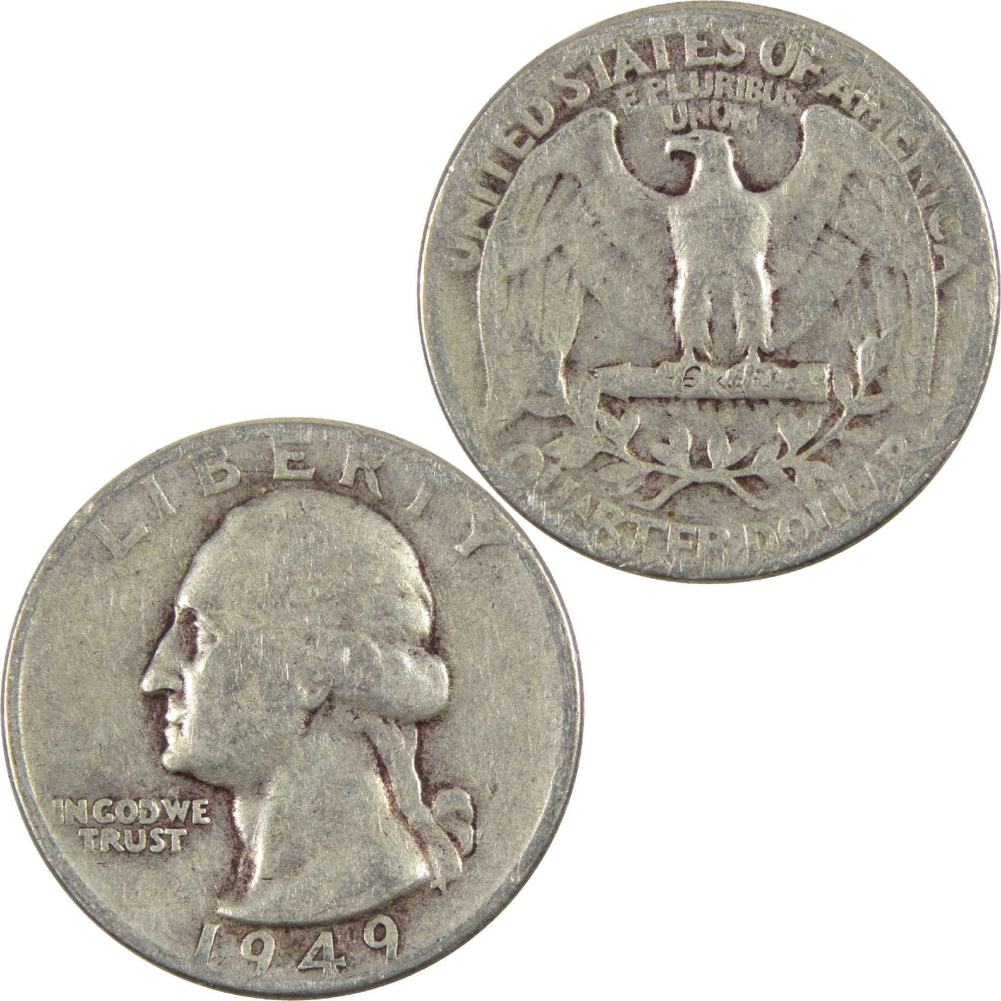 1949 Washington Quarter G Good Silver 25c Coin