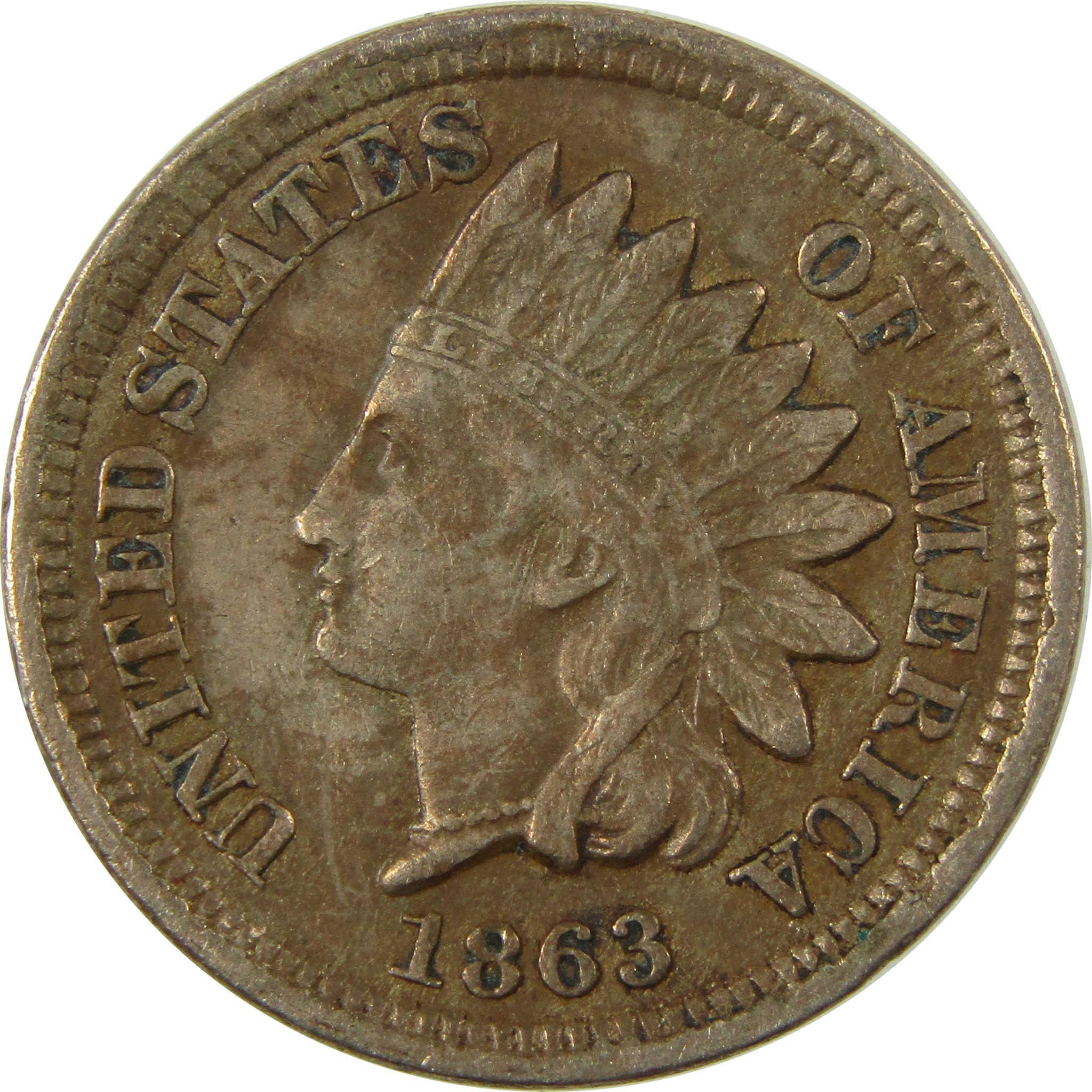 1863 Indian Head Cent VF Very Fine Penny 1c Coin SKU:CP1326
