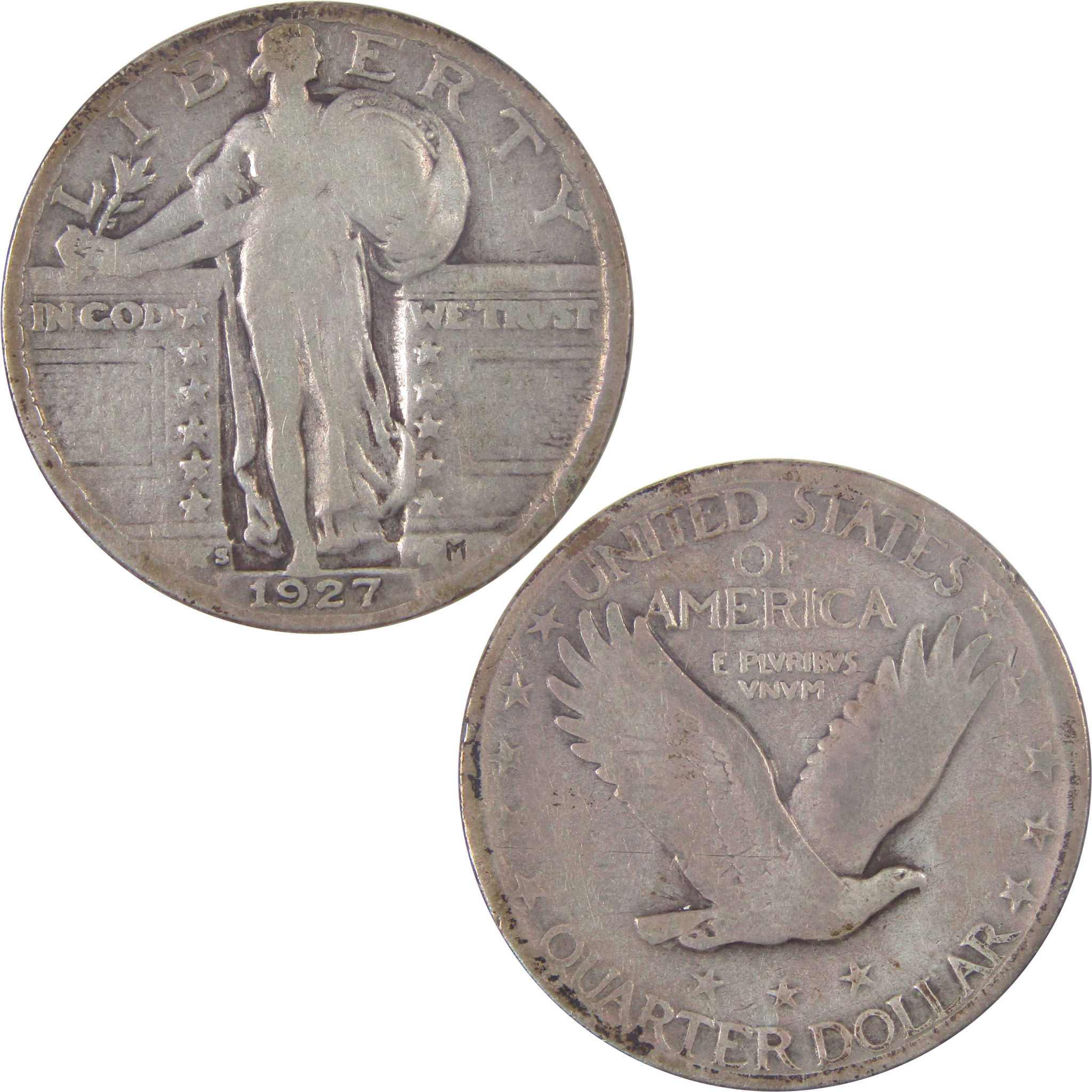 1927 S Standing Liberty Quarter VG Very Good Silver 25c SKU:I17368