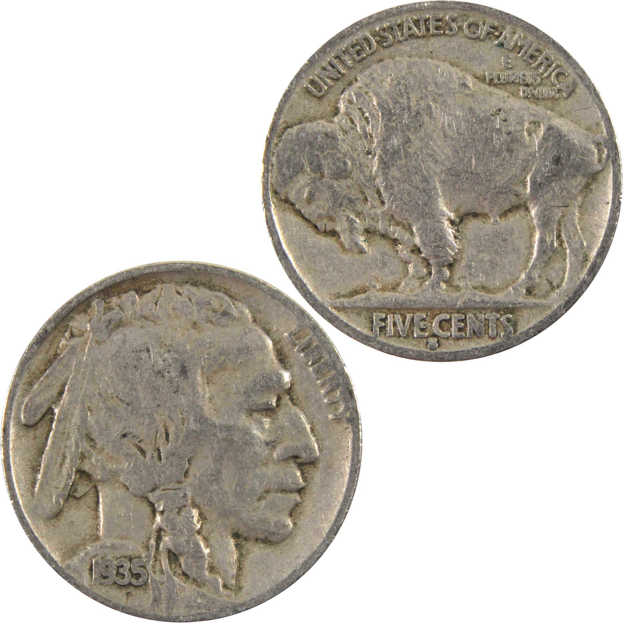 1935 S Indian Head Buffalo Nickel AG About Good 5c Coin