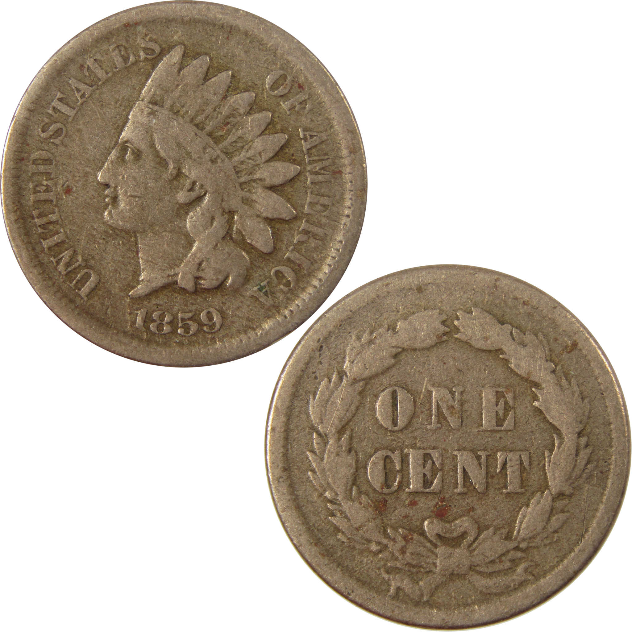 1859 Indian Head Cent VG Very Good Details Penny 1c Coin SKU:CP1252