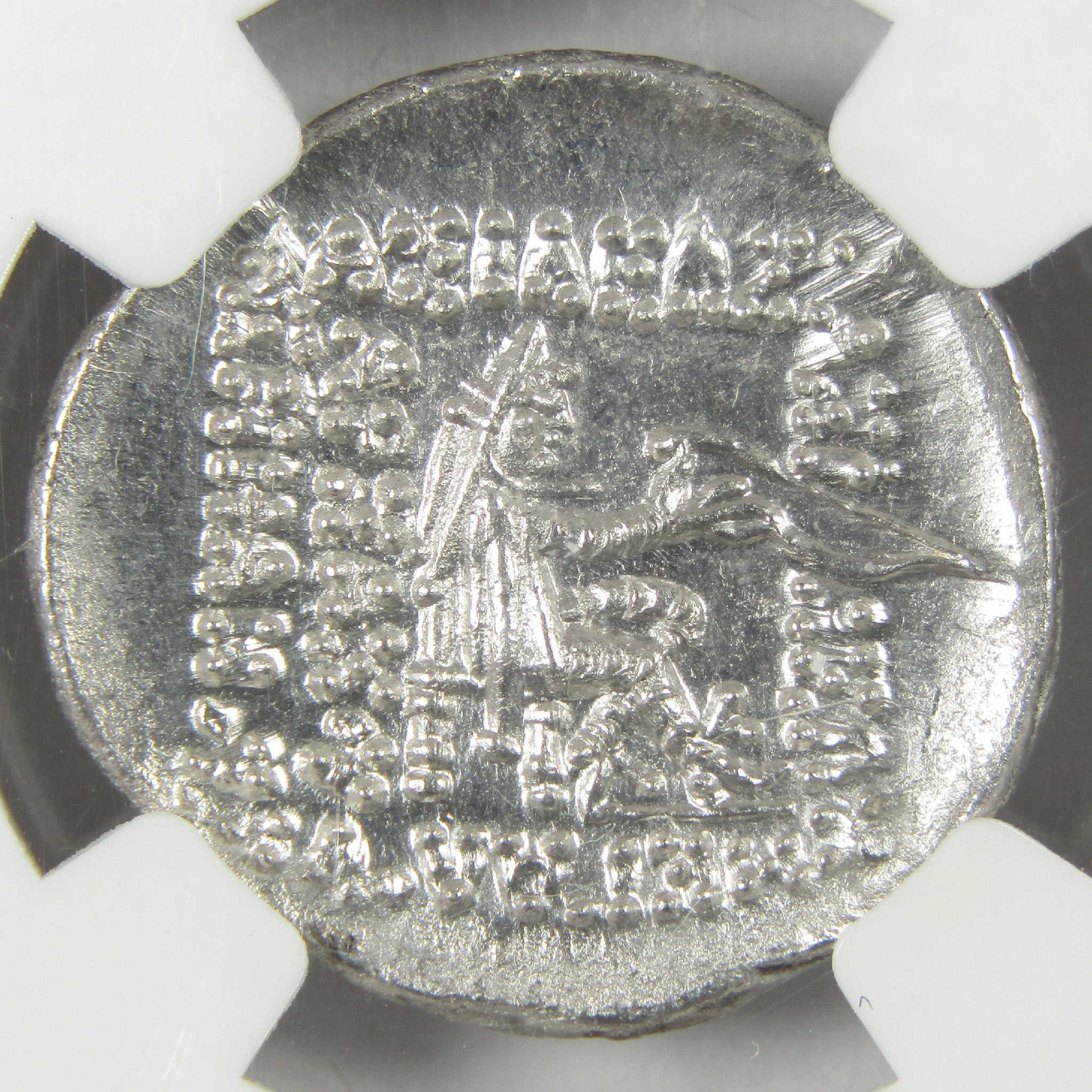 121-91 BC Mithradates II Parthian Kingdom Silver Drachm MS NGC Ancient