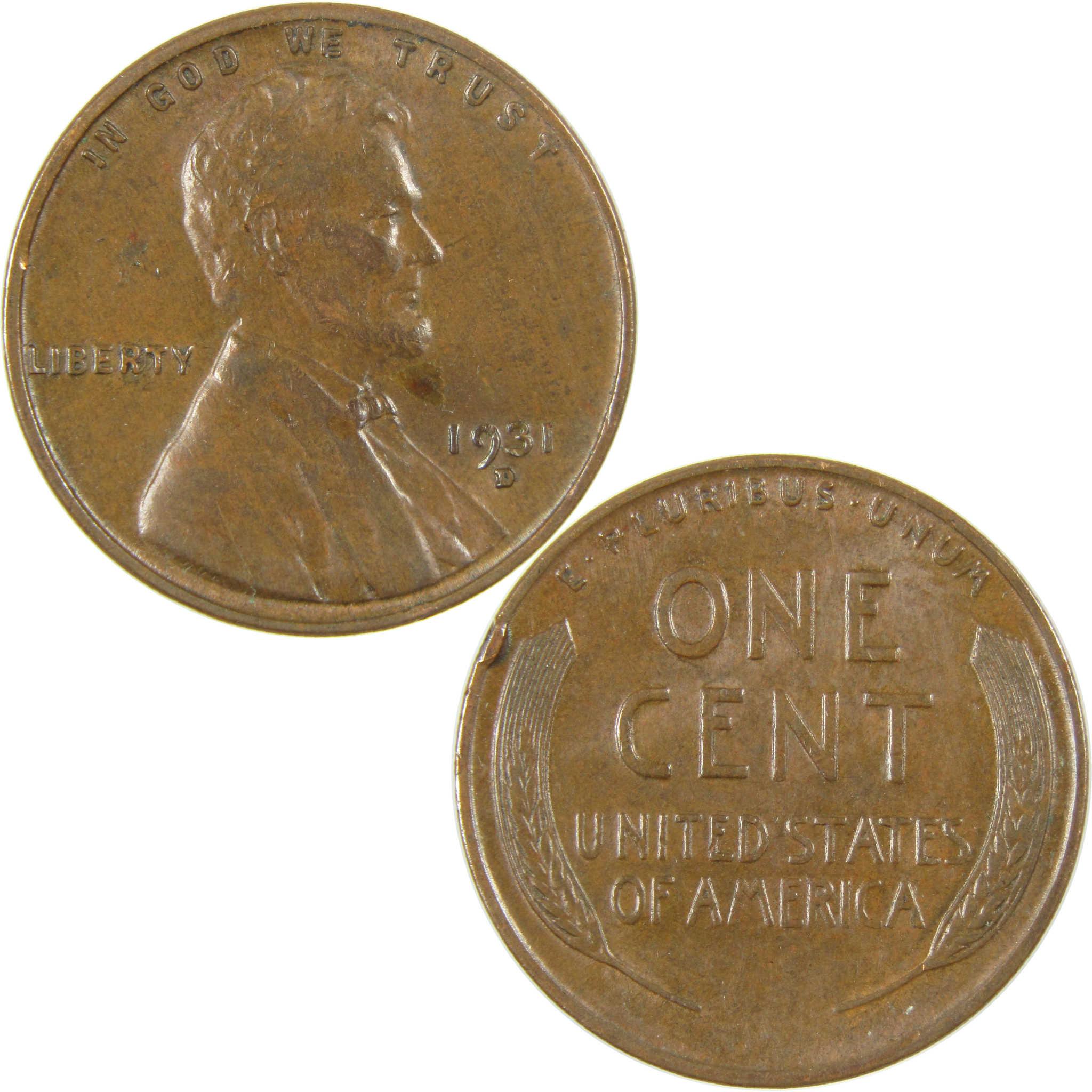 1931 D Lincoln Wheat Cent XF EF Extremely Fine Penny SKU:I27304