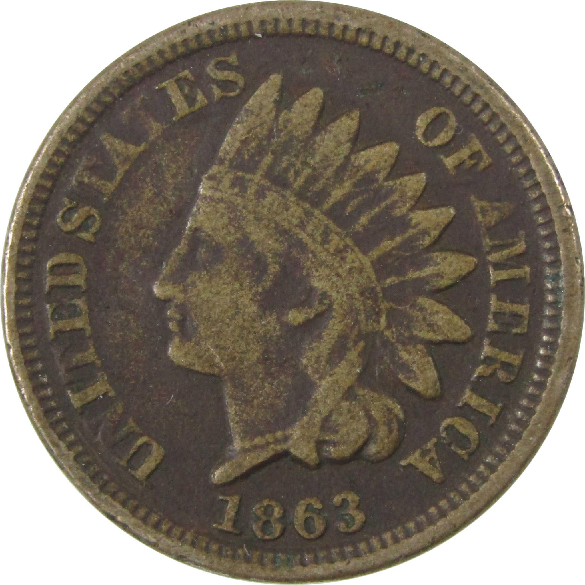 1863 Indian Head Cent VG Very Good Penny 1c Coin SKU:CP1329