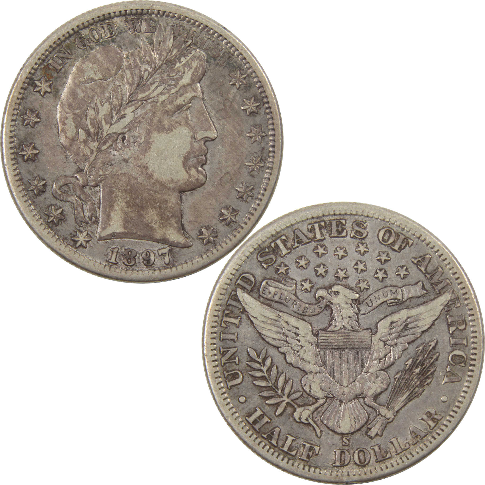 1897 S Barber Half Dollar XF EF Extremely Fine Silver Coin SKU:I10197
