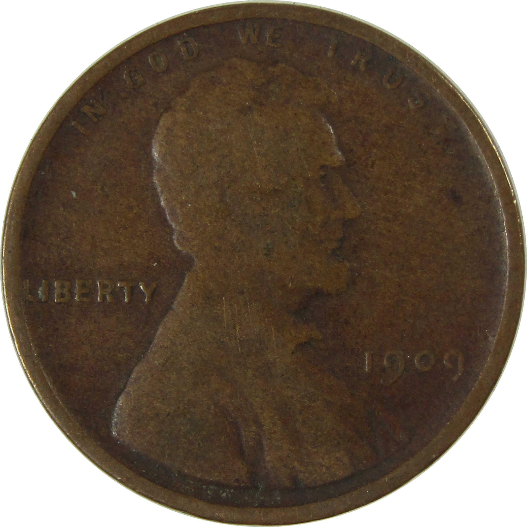 1909 Lincoln Wheat Cent F Fine Penny 1c Coin Collectible SKU:I26755