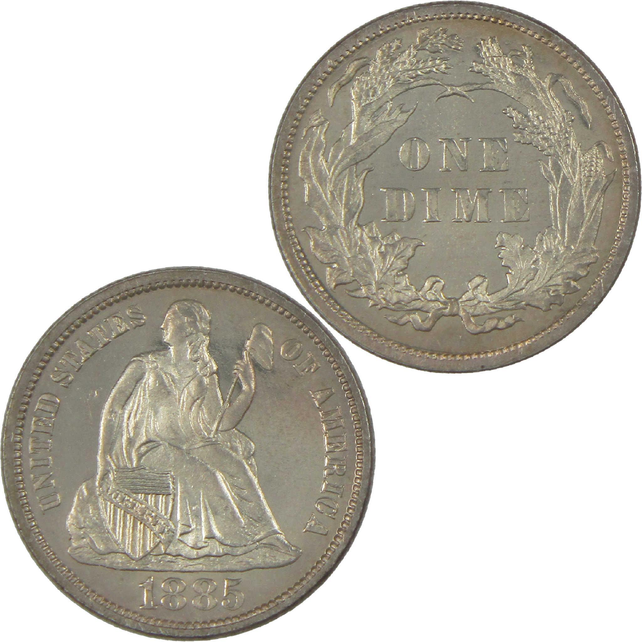 1885 Seated Liberty Silver Dime Proof 10c Coin Collectible