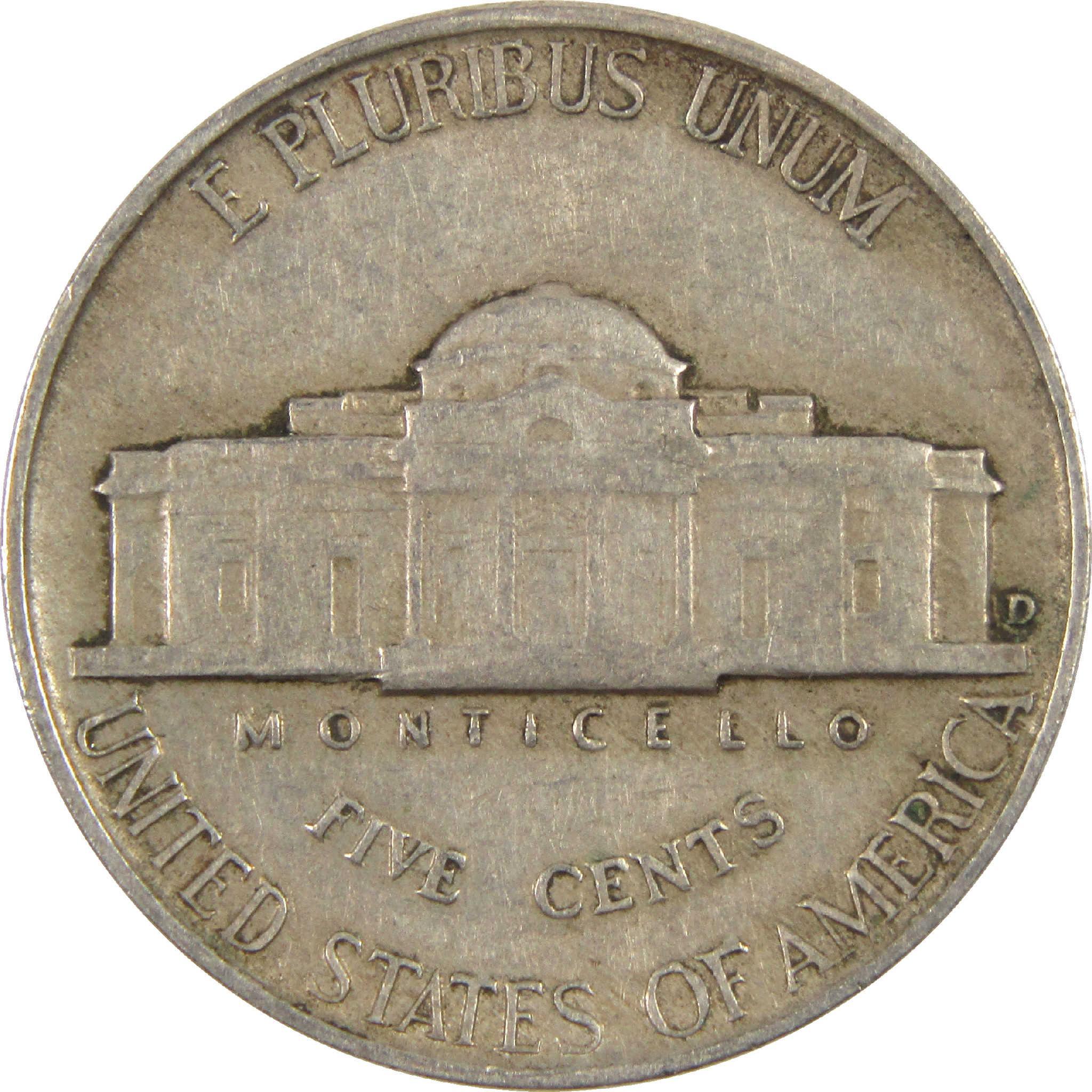 1941 D Jefferson Nickel Circulated 5c Coin Collectible