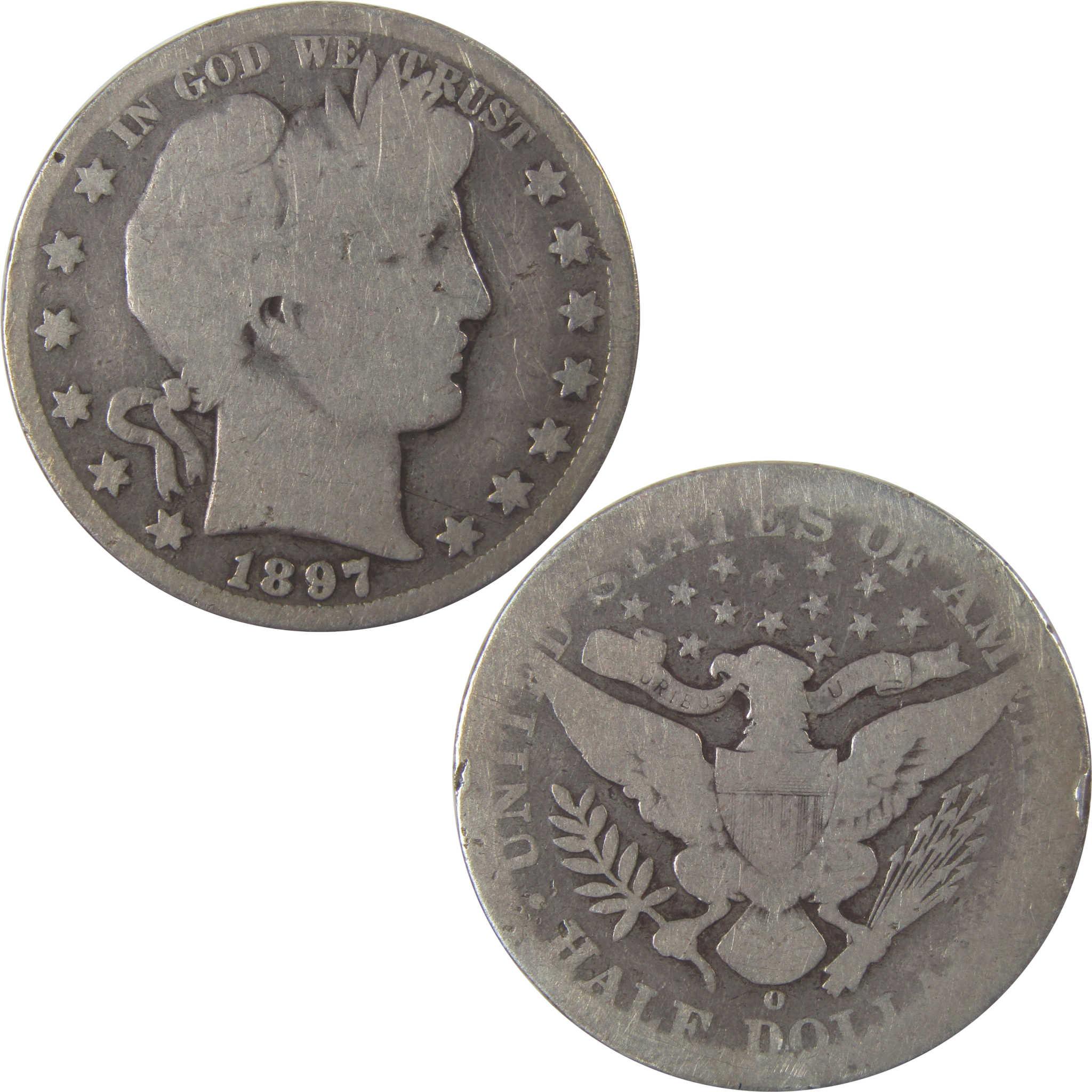 1897 O Barber Silver Half Dollar AG About Good 50c Coin SKU:I25314