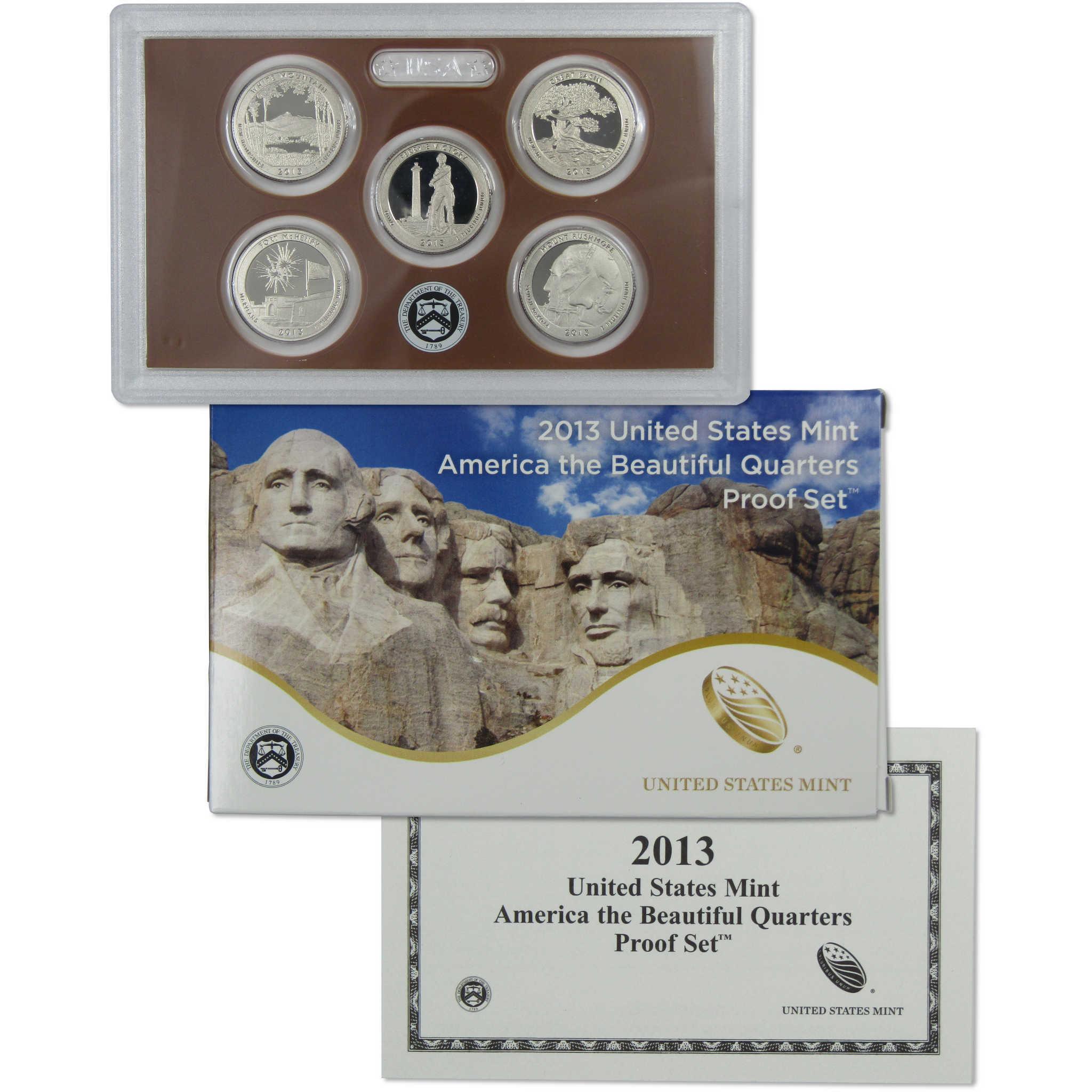 2013 America the Beautiful Quarter Clad Proof Set U.S. Mint OGP COA