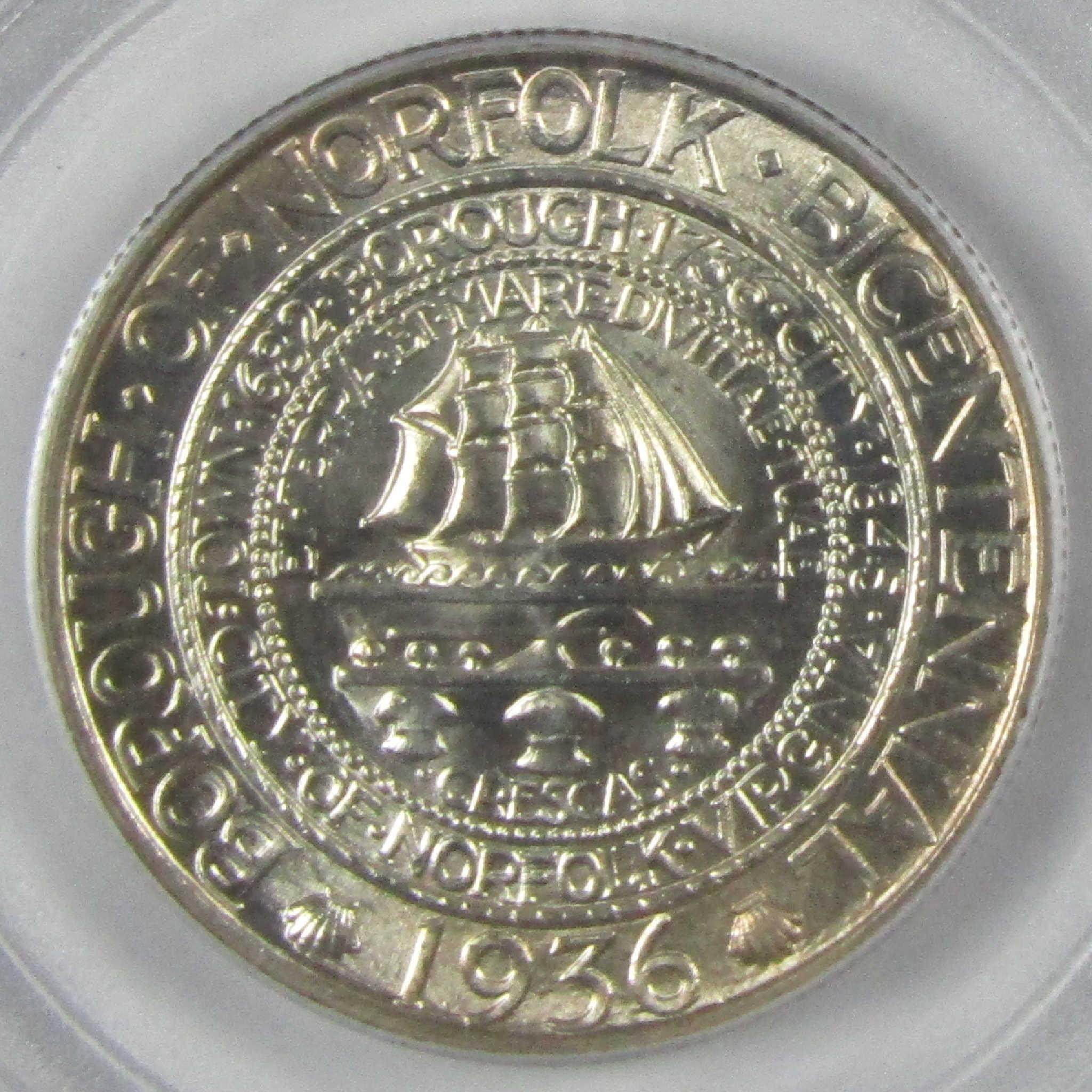 1936 Norfolk Virginia Commemorative Silver Half Dollar MS 67 PCGS