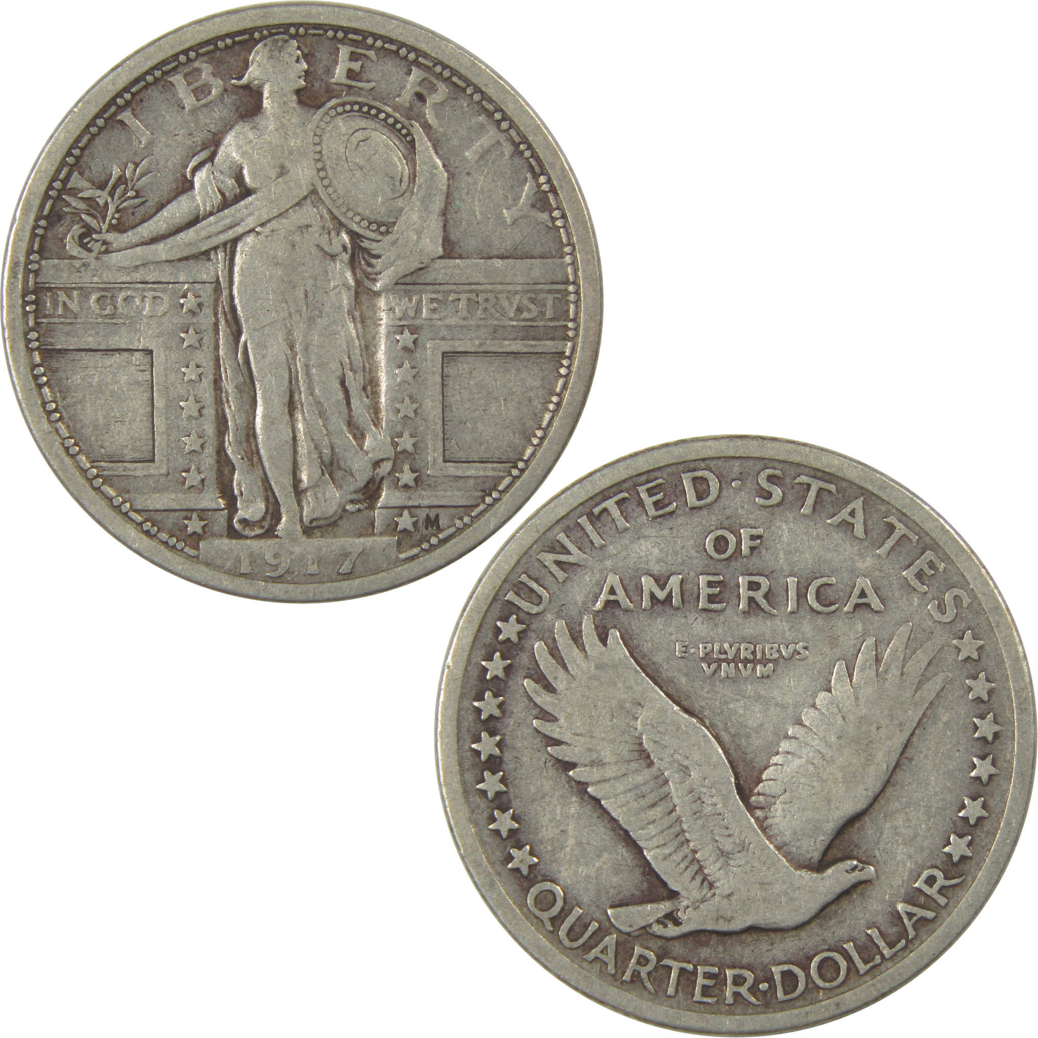 1917 Type 1 Standing Liberty Quarter VF Very Fine Silver SKU:I22381