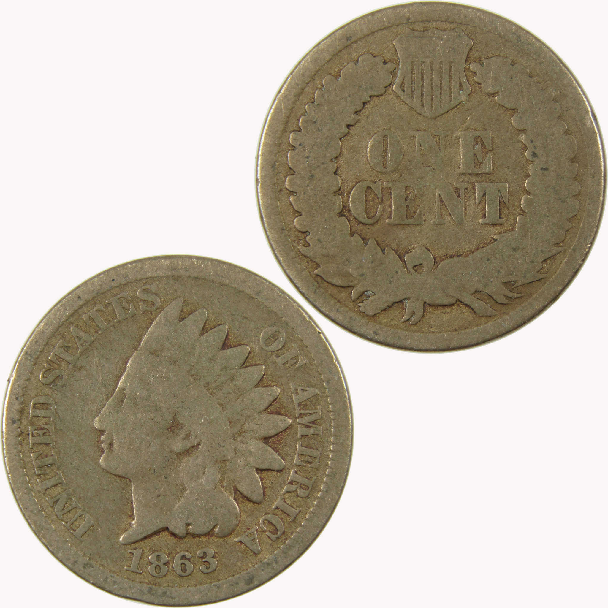 1863 Indian Head Cent G Good Penny 1c Coin SKU:CP1100