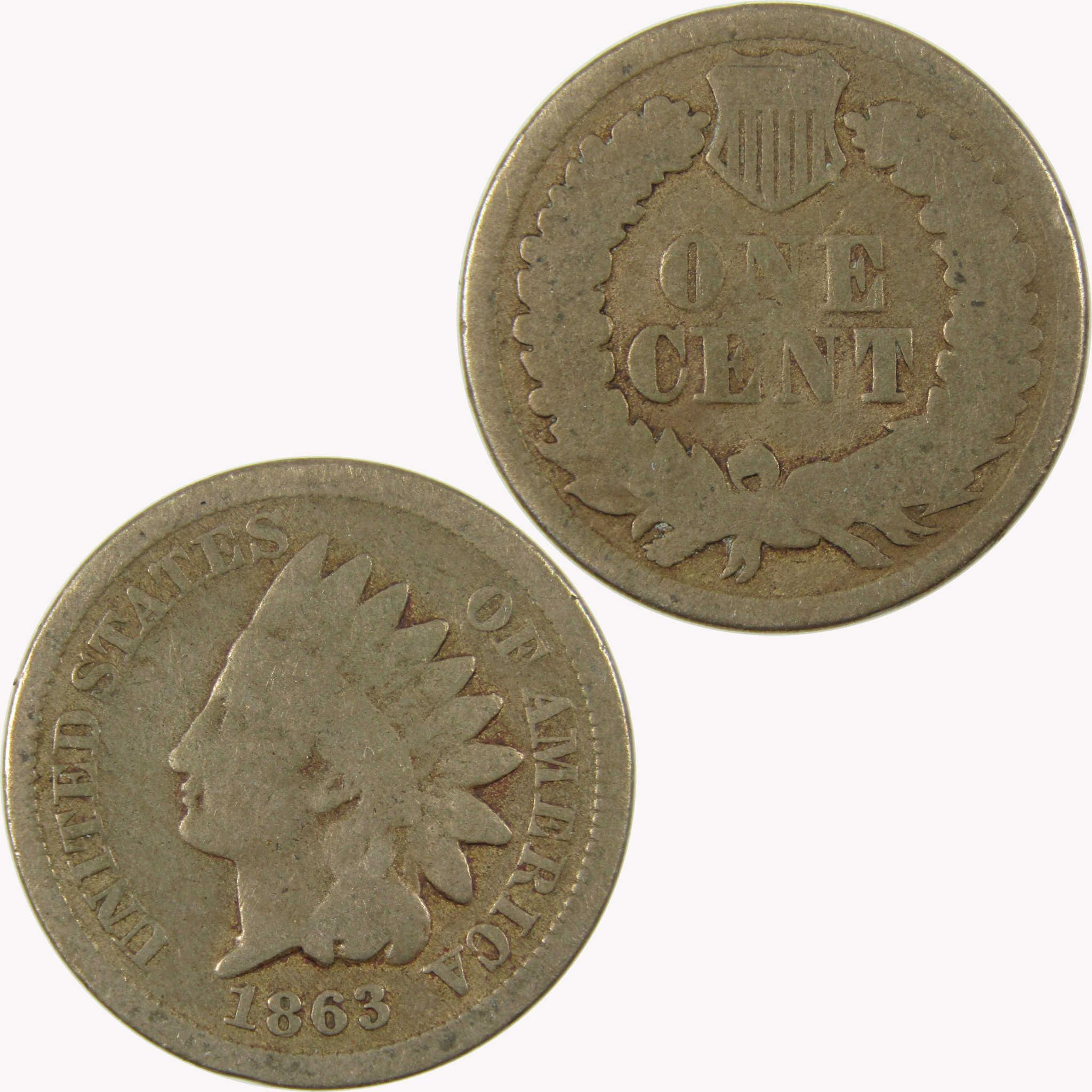 1863 Indian Head Cent G Good Penny 1c Coin SKU:CP1100
