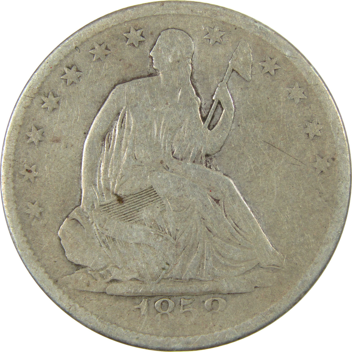 1858 O Seated Liberty Silver Half Dollar AG About Good Coin SKU:CP1759