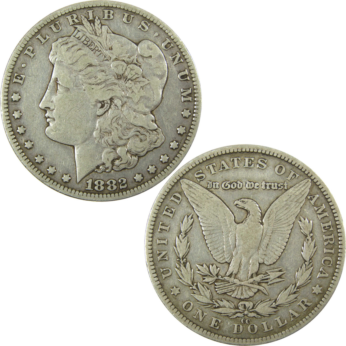 1882 CC Morgan Silver Dollar VF Very Fine $1 Coin SKU:CP1700 - Morgan coin - Morgan silver dollar - Morgan silver dollar for sale - Profile Coins & Collectibles
