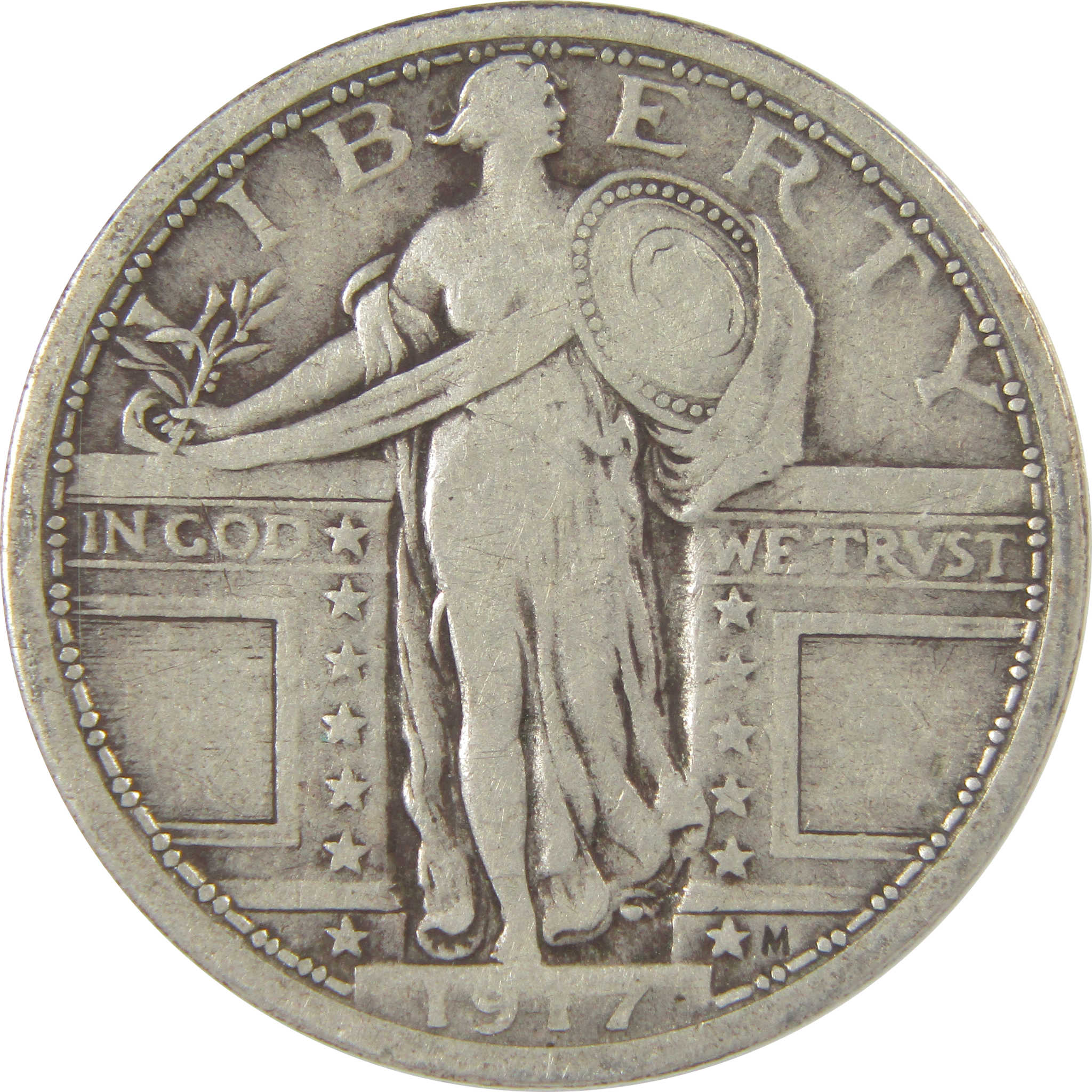 1917 Type 1 Standing Liberty Quarter VF 25 ANACS Silver SKU:I22198