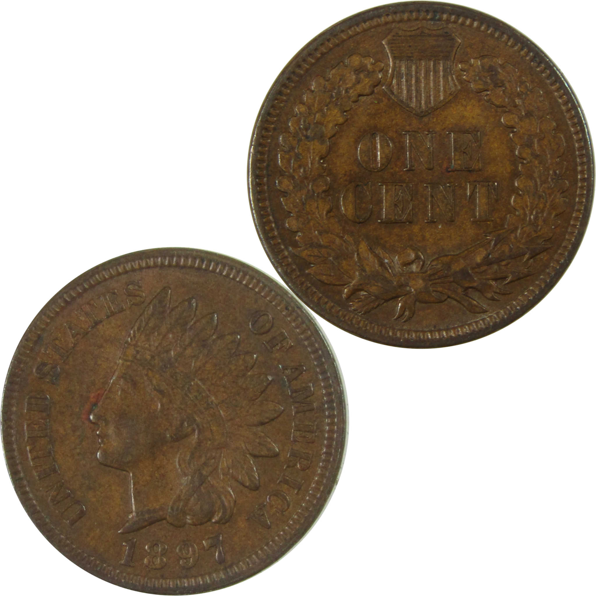 1897 Indian Head Cent AU About Uncirculated Penny 1c Coin SKU:I27450