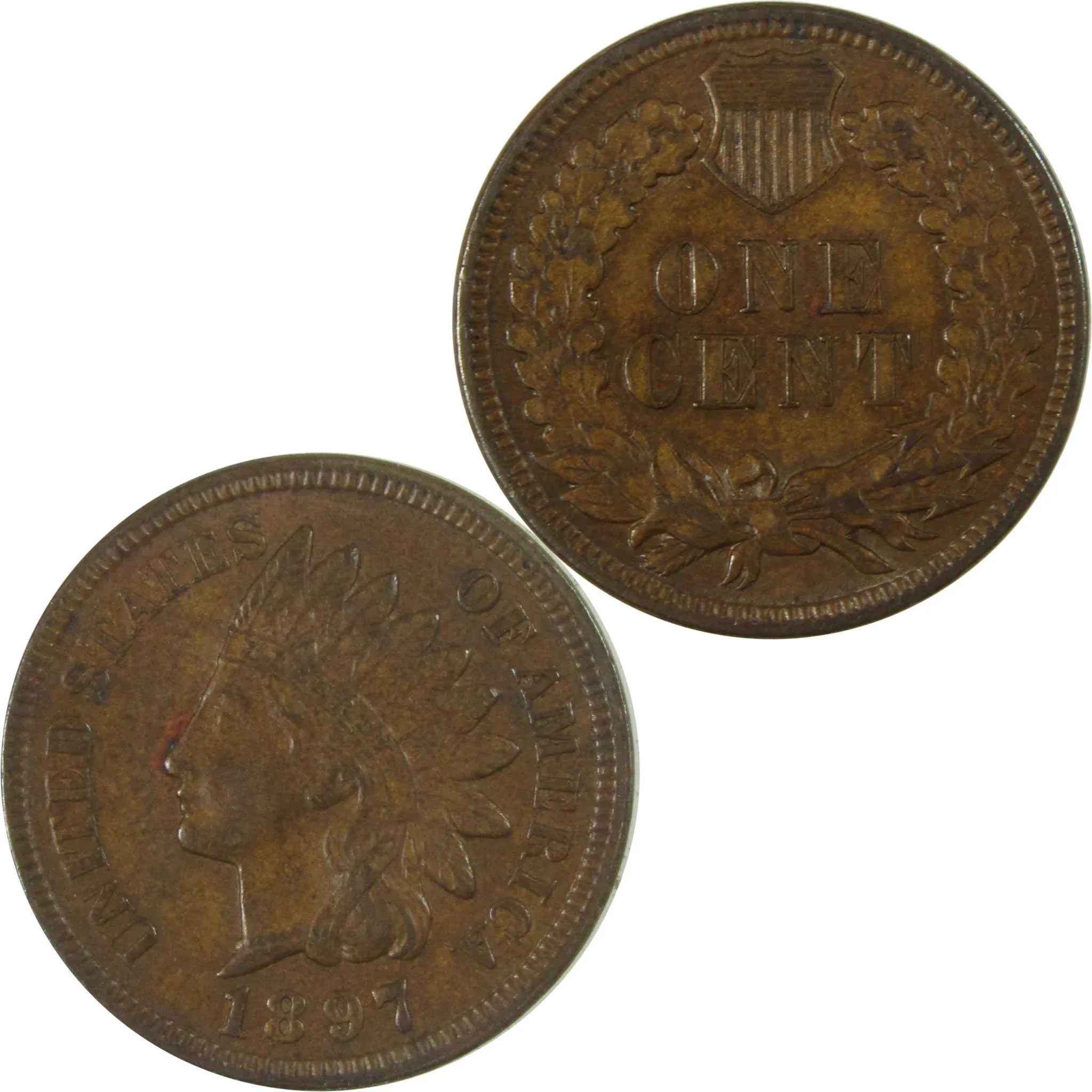 1897 Indian Head Cent AU About Uncirculated Penny 1c Coin SKU:I27450