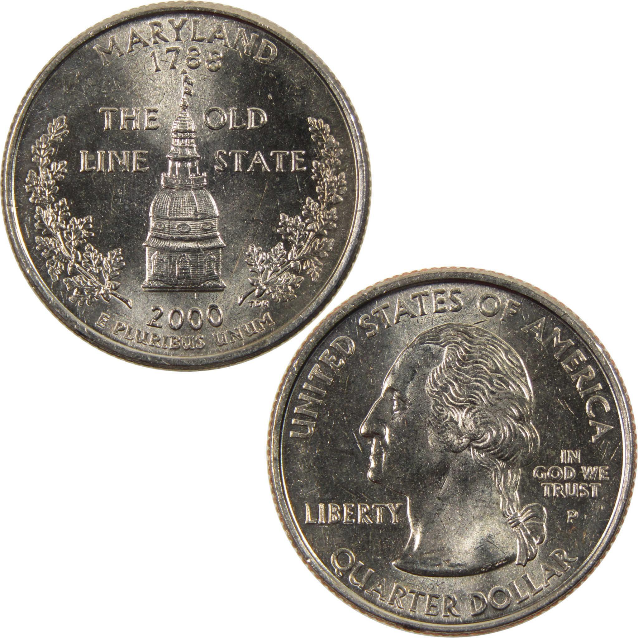 2000 P Maryland State Quarter BU Uncirculated Clad 25c Coin