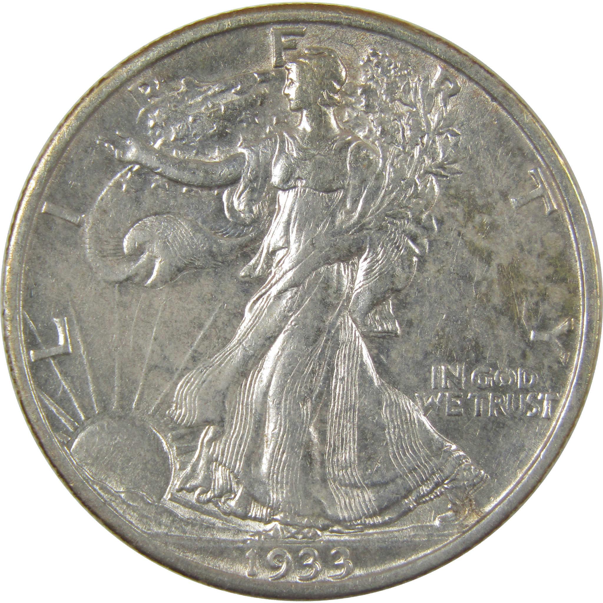 1933 S Liberty Walking Silver Half Dollar AU About UncSKU:I25162