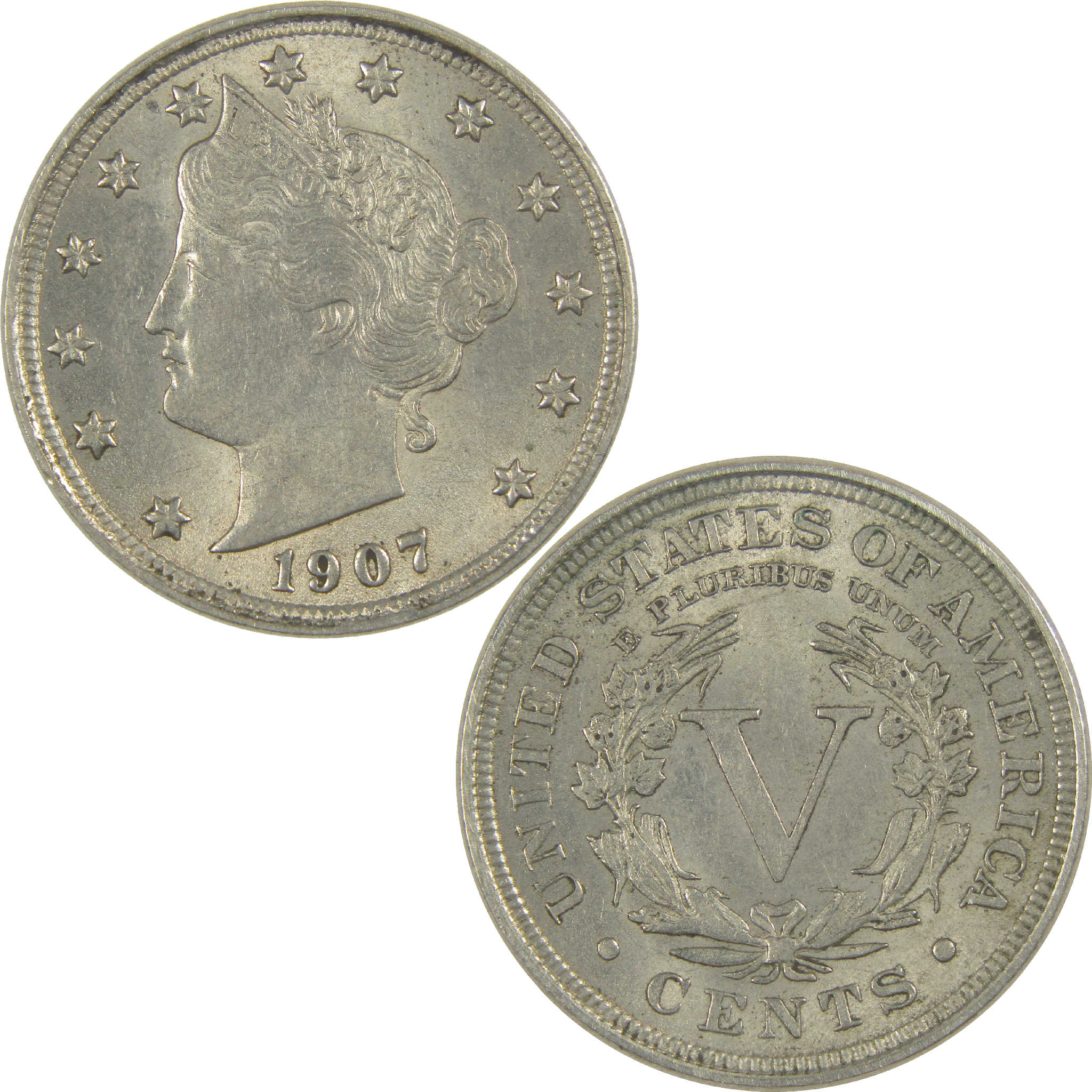 1907 Liberty Head V Nickel CH AU Choice About Uncirculated 5c Coin