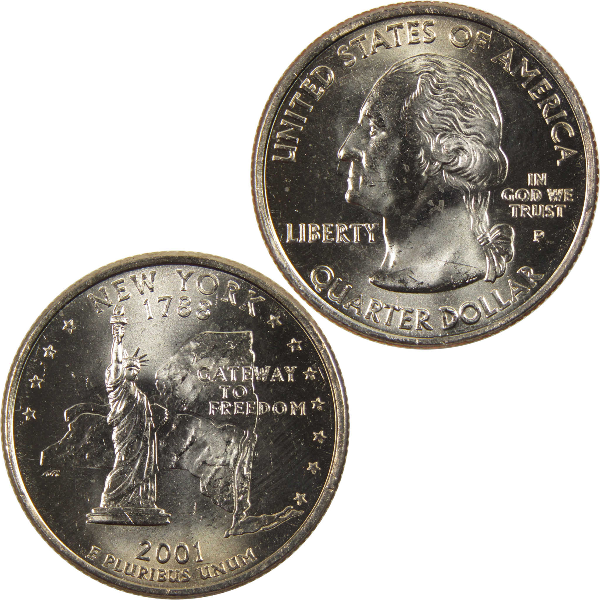 2001 P New York State Quarter BU Uncirculated Clad 25c Coin