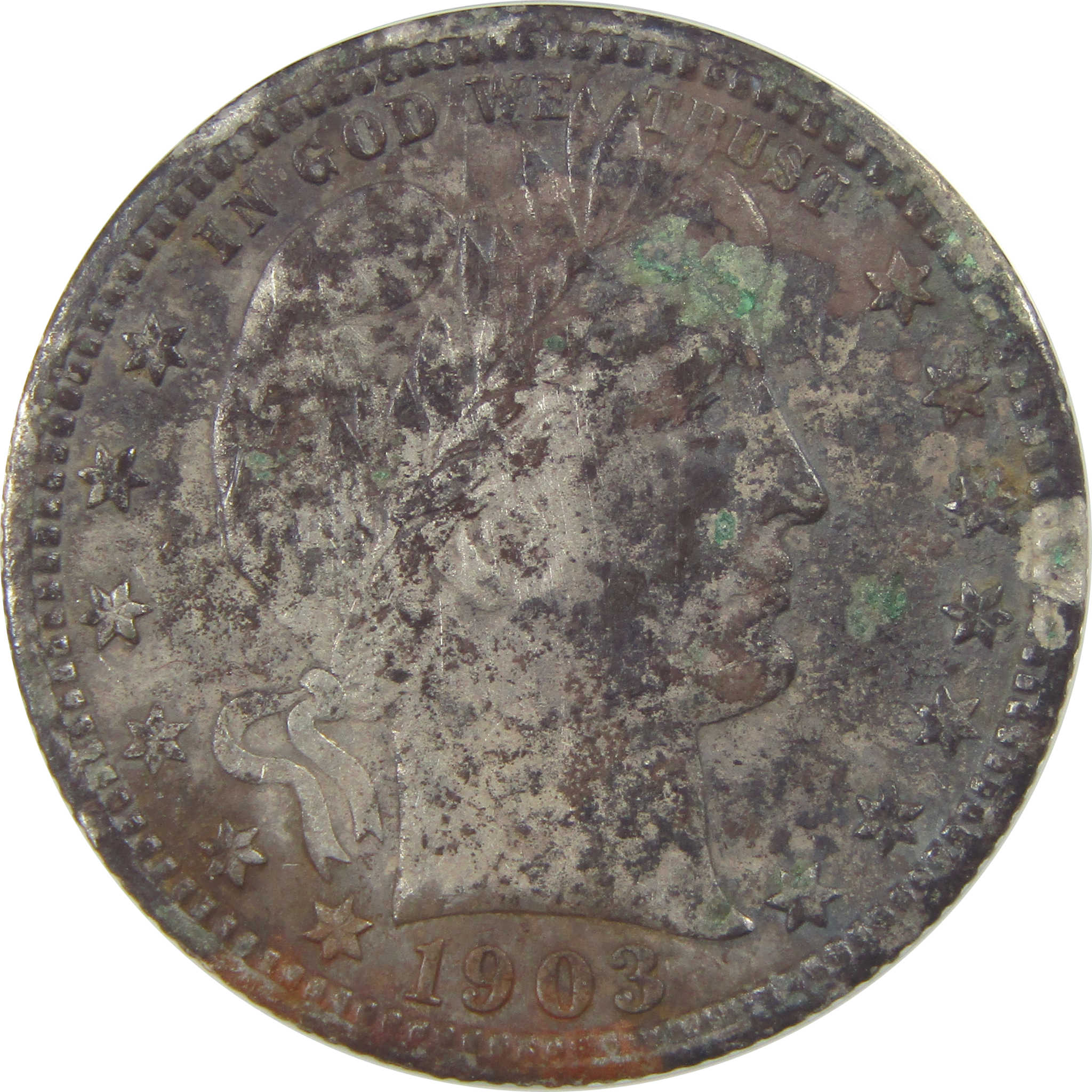 1903 S Barber Quarter VF 20 Details ANACS Silver 25c Coin SKU:I22334