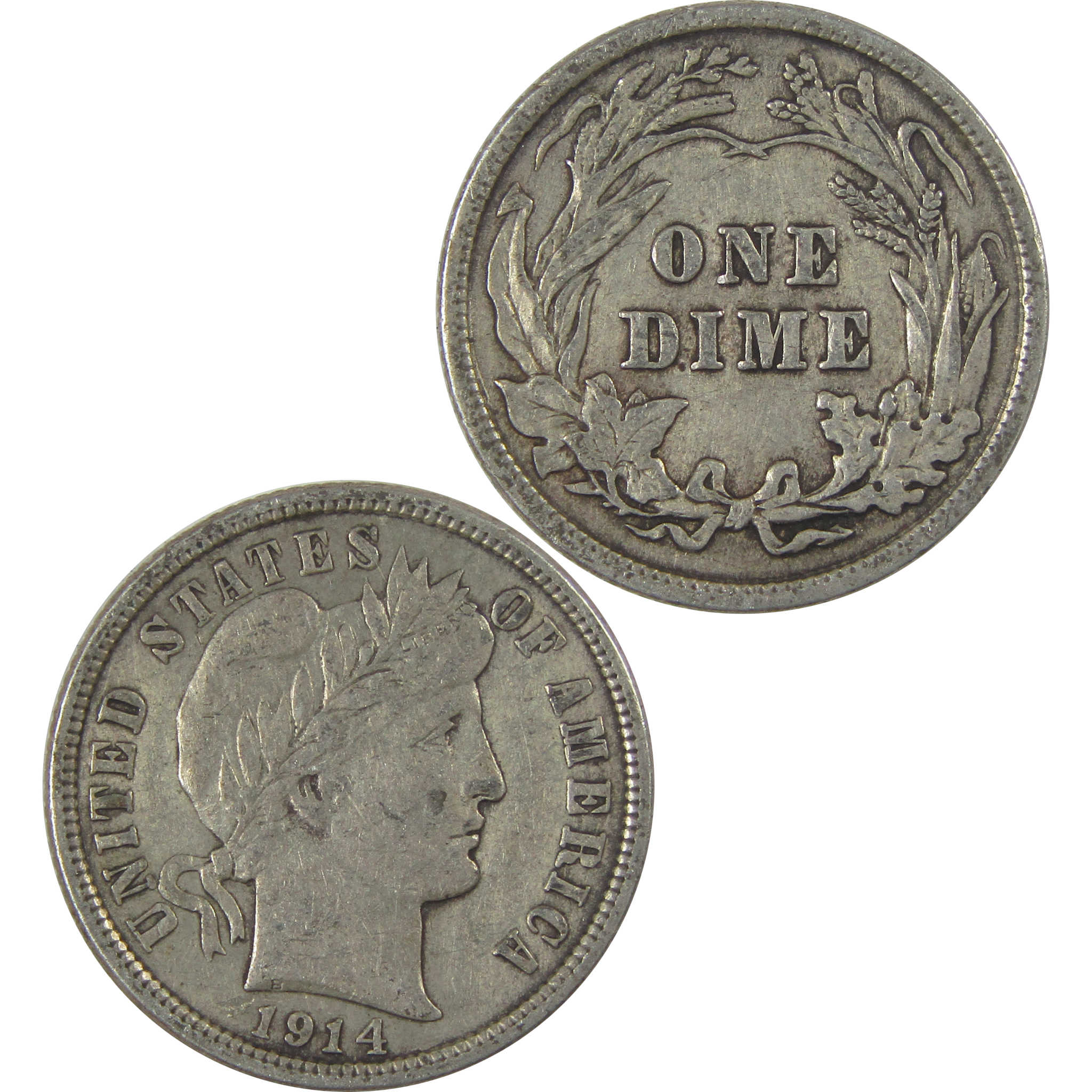 1914 Barber Dime XF EF Extremely Fine Silver 10c Coin SKU:I21113