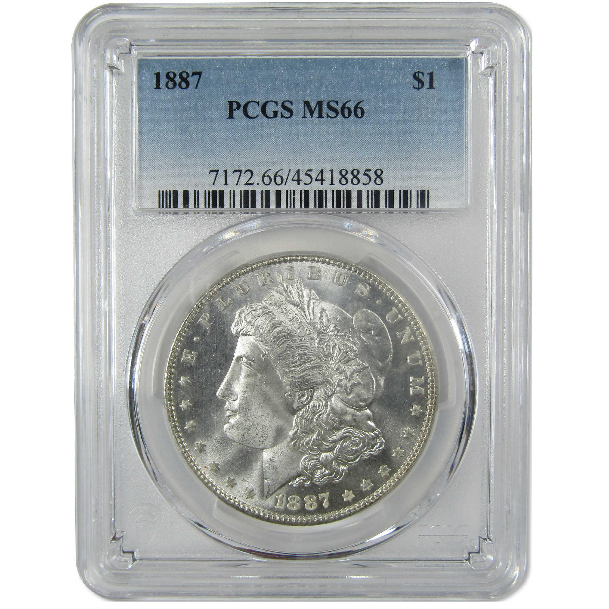 1887 Morgan Silver Dollar MS 66 PCGS Uncirculated $1 Coin Collectible - Morgan coin - Morgan silver dollar - Morgan silver dollar for sale - Profile Coins & Collectibles